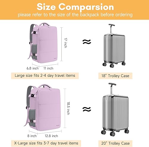 Vista 112 de Taygeer Mochila de mano para mujer, mochila de viaje de 35 litros para mujer, aprobada por aerolíneas, bonita bolsa de viaje para artículos Azul