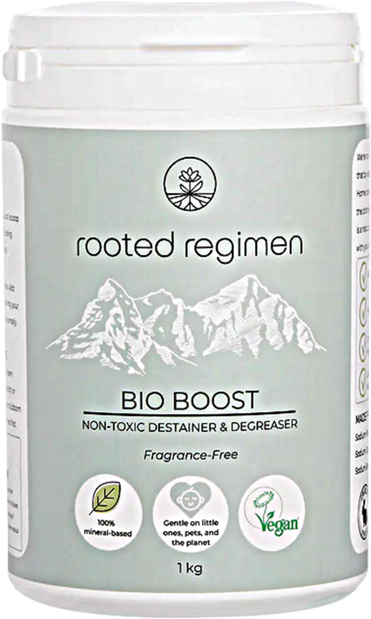 Rooted Regimen Bio Boost, 1 KG, Natural Laundry And Surface Stain Remover, Fragrance-Free, Safe For Little Ones, Hypoallergenic, Made With Just 3 Non-Toxic Natural Mineral Salts, Biodegradable