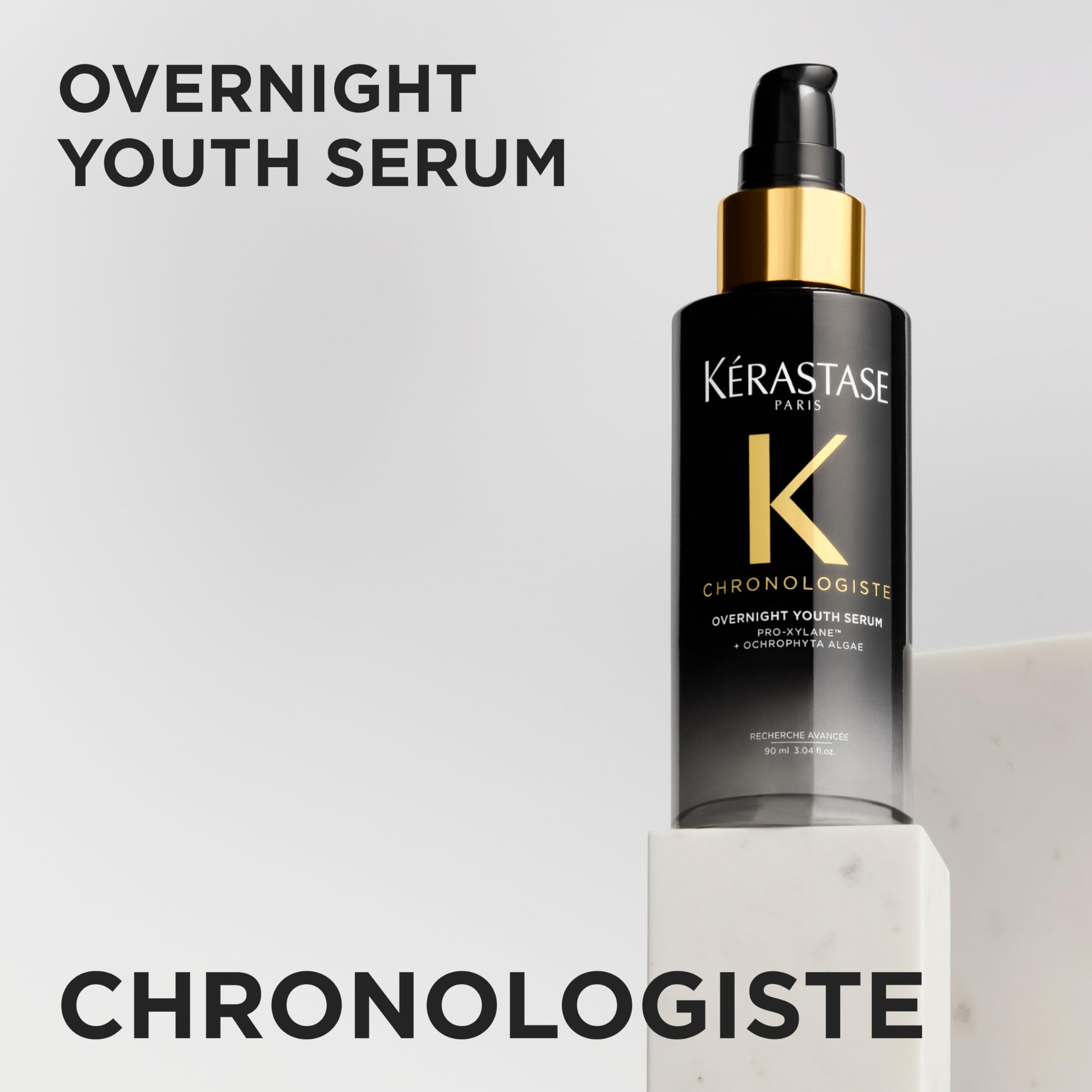 Kérastase Chronologiste Overnight Youth Serum, Siero Notte Anti-Età Senza Risciacquo, Capelli Più Forti e Luminosi, con Pro-Xylane e Alga Ochrophyta, Anti Crespo e Rimpolpante, 90ml