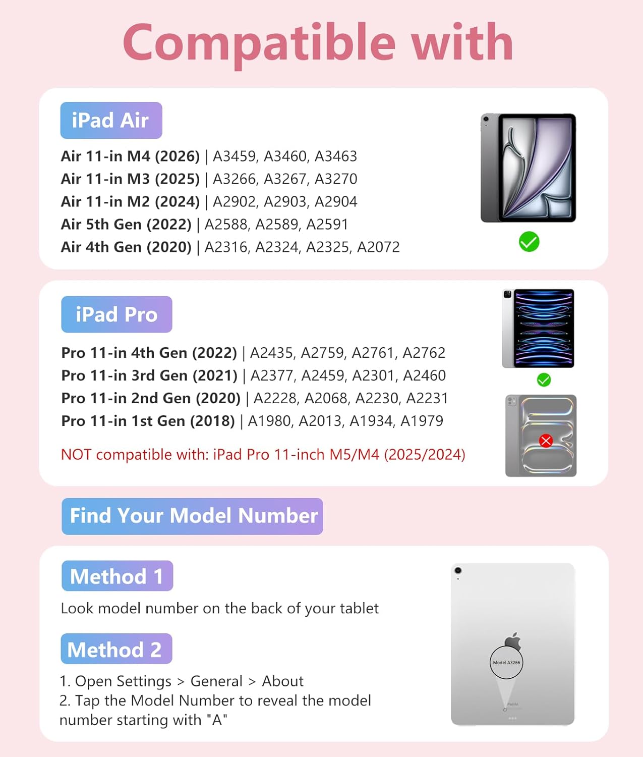 Hamile for iPad Air 11 Inch Case with Keyboard M4/M3/M2 - Multi-Touch Trackpad, 7 Colors Backlit, Magnetic Stain Proof Folio Cover for iPad Air 5/4th Generation & Pro 11-in 4th 3rd 2nd 1st Gen, Pink