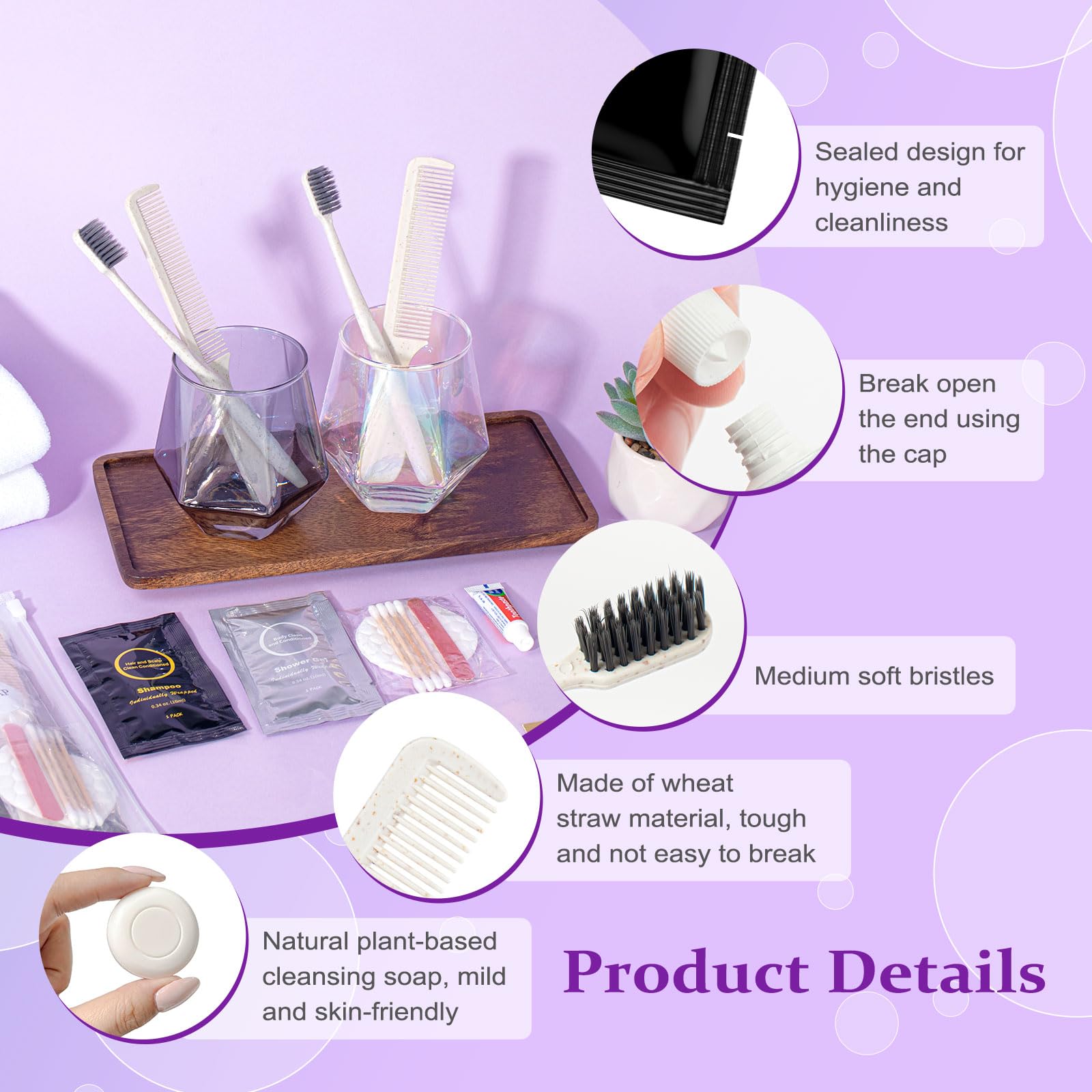 Kit da toeletta da viaggio, kit di igiene personale usa e getta, 7 in 1, kit di articoli da toeletta di base per uomini e donne, forniture per la cura dei senzatetto, kit di beneficenza per
