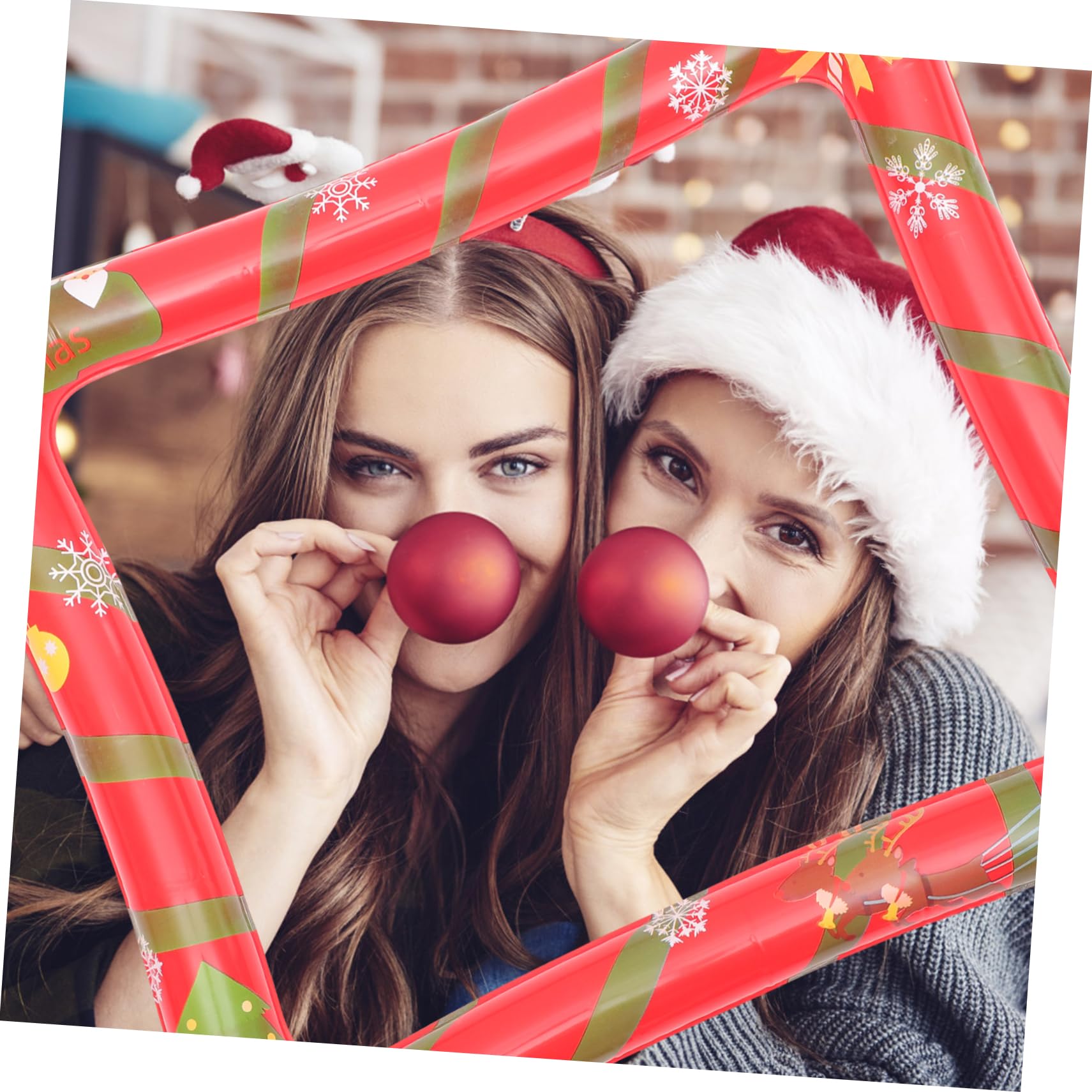 PLAFOPE 2stücke Weihnachtsfeier Aufblasbarer Bilderrahmen Foto Requisiten Für Party-spaß Kreative Fotografie-zubehör Mit Lebendigen Farben Und Sicherem Pet-Material Für Und Kollegen-