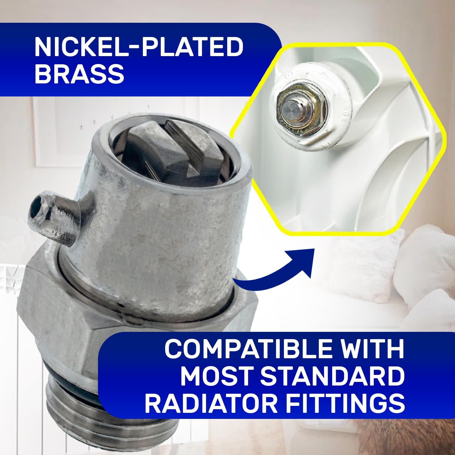 Automatic Radiator Bleed Valve with Size 1/8" Made of Nickel Plated Brass - Warranty 10 Years - MONTERAL - Image 3