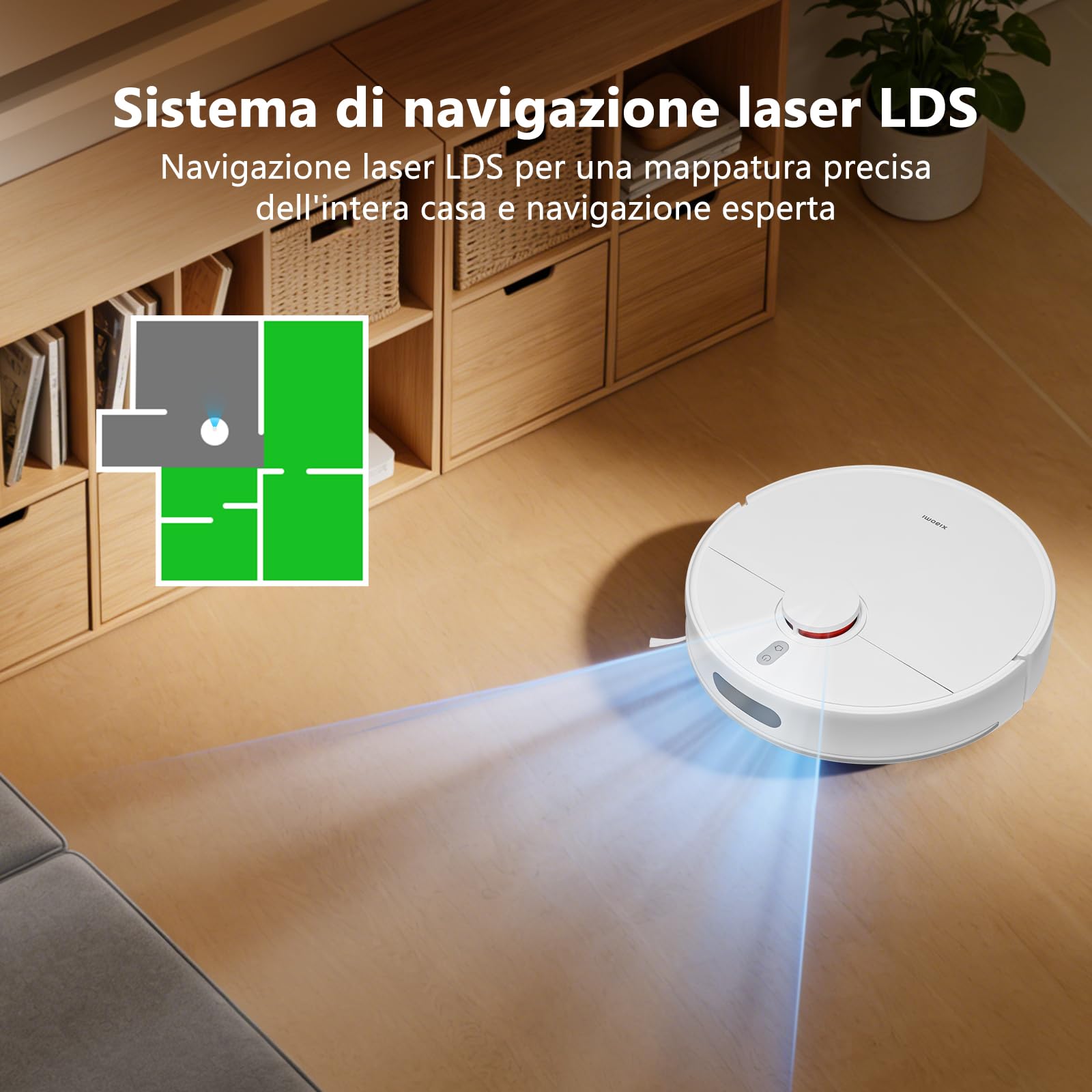 XIAOMI Robot Aspirapolvere S40C con Navigazione Laser LDS, 5000Pa Aspirapolvere Robot e Lavapavimenti, Integra di Spazzare, Aspirare, Lavare e Passare il Panno, Vacuum Controllabile Tramite App e Voce