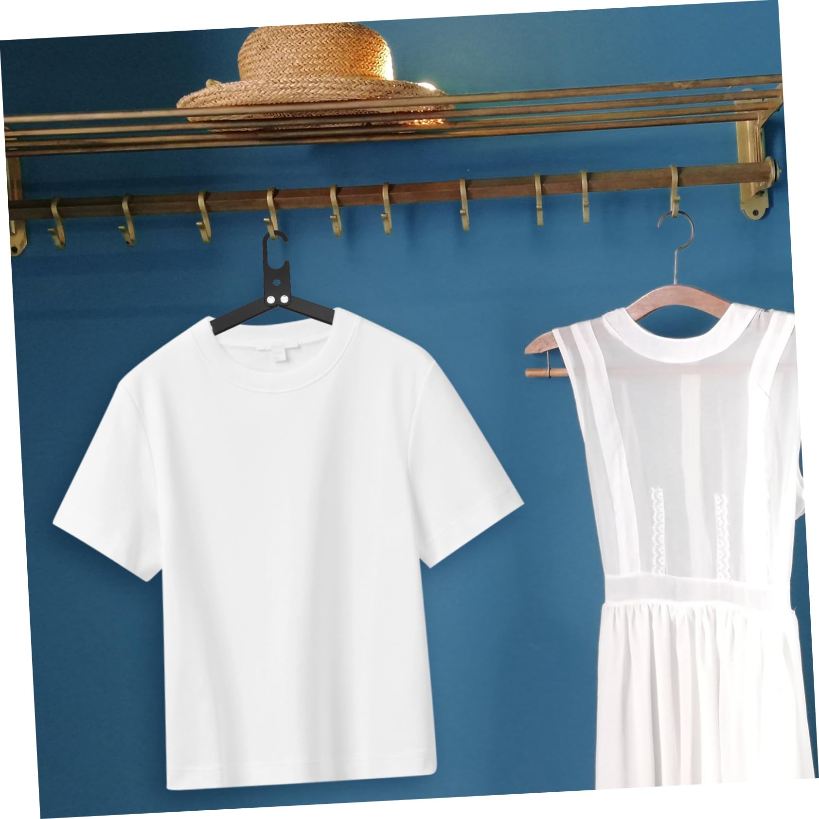 CHILDWEET 3pcs Travel Hanger Tshirt Trouser Foldable Hangers Load Laundrydry Wall Hanger Hook Shirt Hangers Kit Cloth Rack Savers Clip Hanger Velvet Hangers Poster Wire Black Stainless Steel