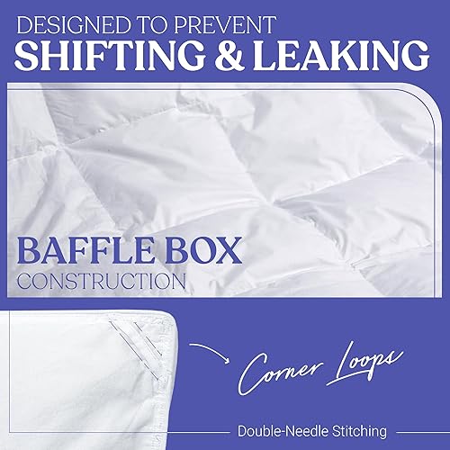 Miniatura 4 de FluffCo Edredón de plumón + relleno ecológico para todas las estaciones (tamaño King)