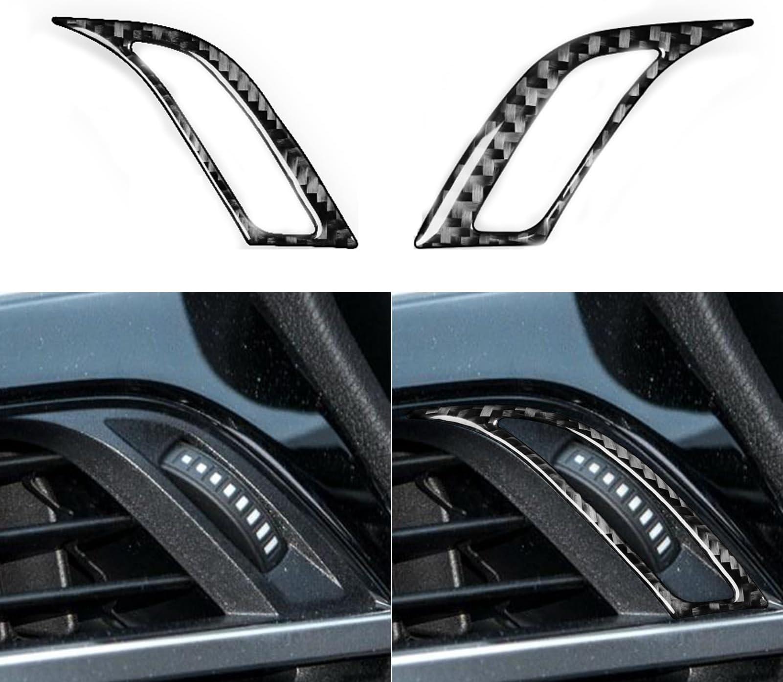 Real 3K Black Carbon Fiber Car Driver Side Dashboard AC Vent Outlet Rotary Control Panel Decoration Sticker Auto Interior Accessories Compatible with BMW X1 F48 F49 2016-2022/X2 F39 2018-2022