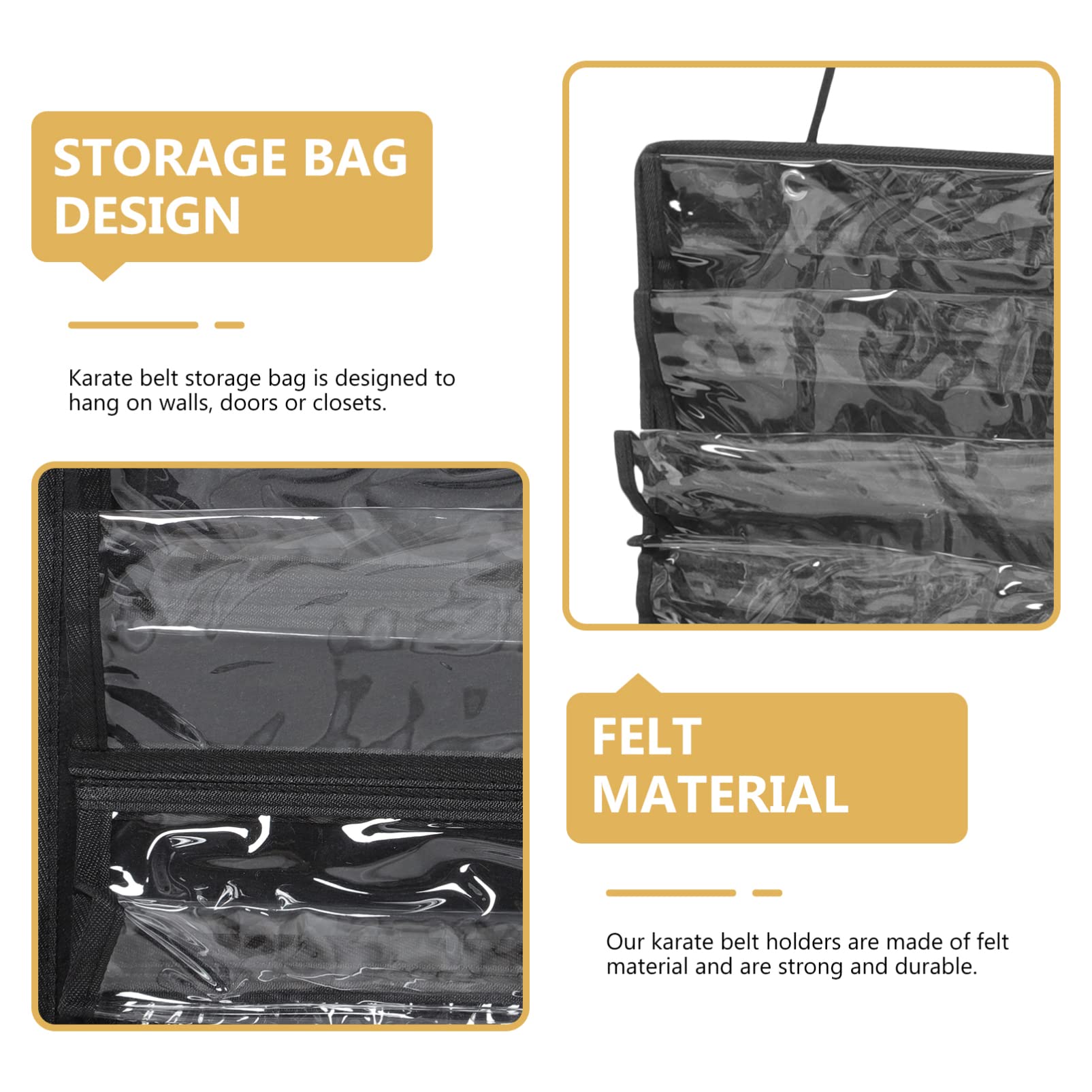 Unomor Taekwondo Belt Display Hanging Storage Pouch for Karate Belts Easy Access Organizer