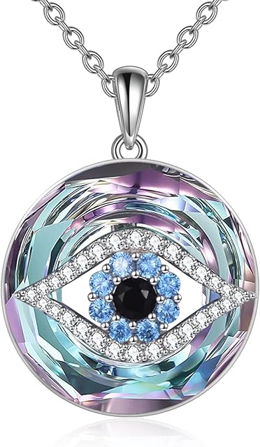 TOUPOP Evil Eye Jewellery Sterling Silver Evil Eye Necklace for Women Protection Necklace Amulet Birthday Gifts for Women