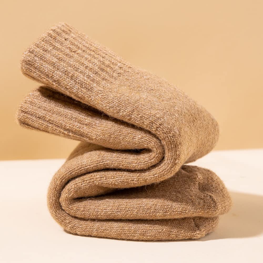 Wollsocken Weiche super schwere dicke Wollsocken warm gemütlicher thermischer Winter Männer Crew Socken mittlere Röhre 5 Paare schwarz grau blau EU 38-45 Wollsocken Damen ( Color : 5 Pairs Black , Siz