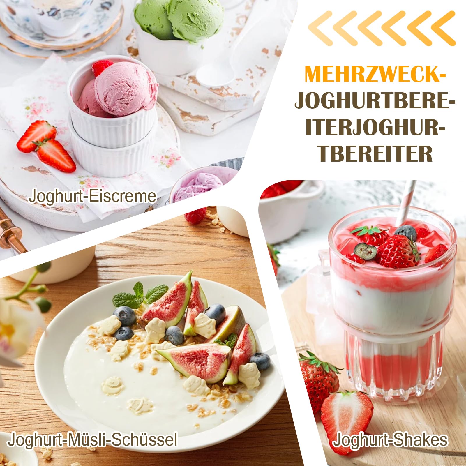 2L Joghurtbereiter,Joghurtmaschine mit 2 Gläsern,Joghurt Maker mit Temperatursteuerung und Time, multifunktionaler automatischer griechischer Joghurtbereiter, (EU -Stecker 220 V)