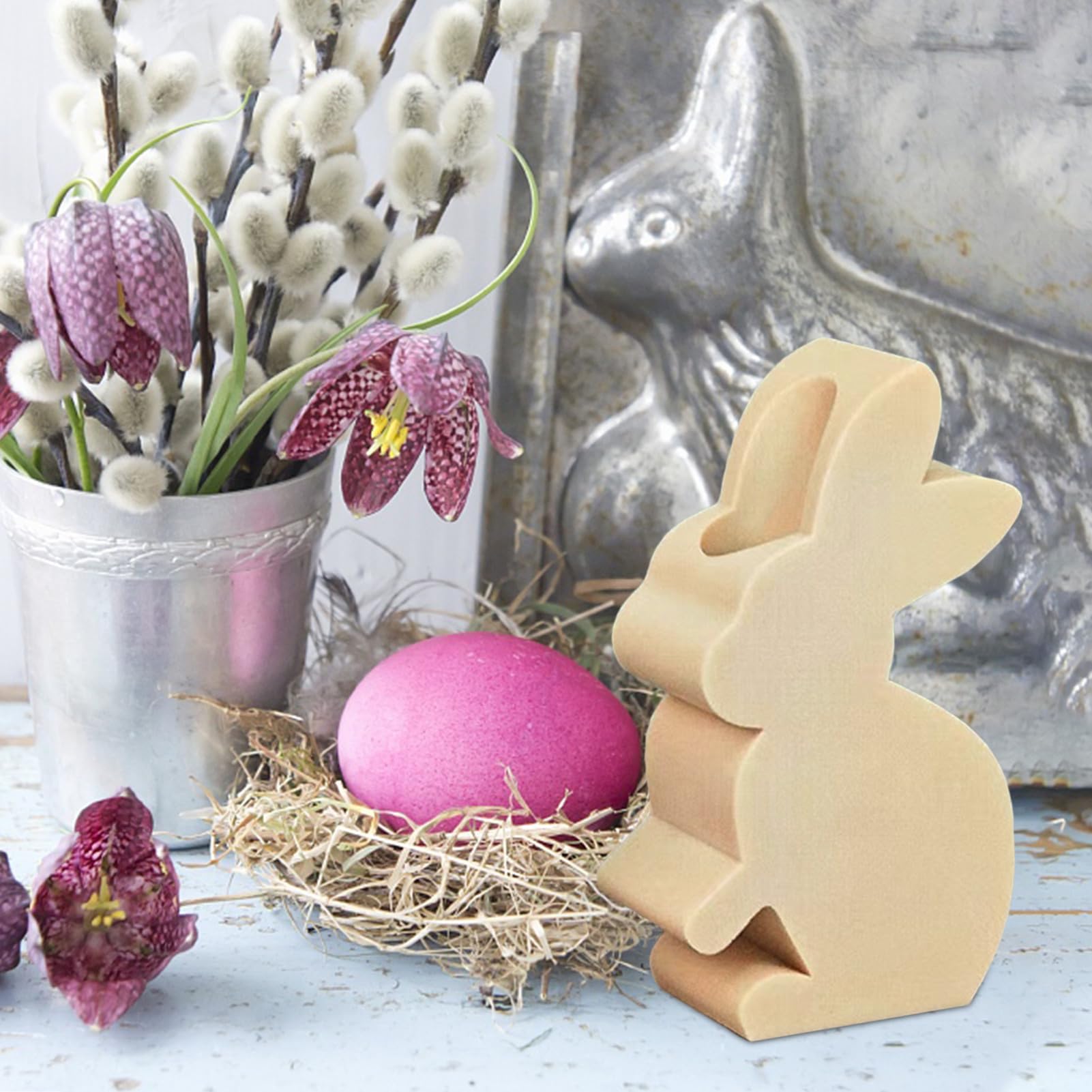 Stampo Silicone Coniglietto Pasquale - Per Candele, Resina E Saponi Fai-Da-Te, 12x10cm