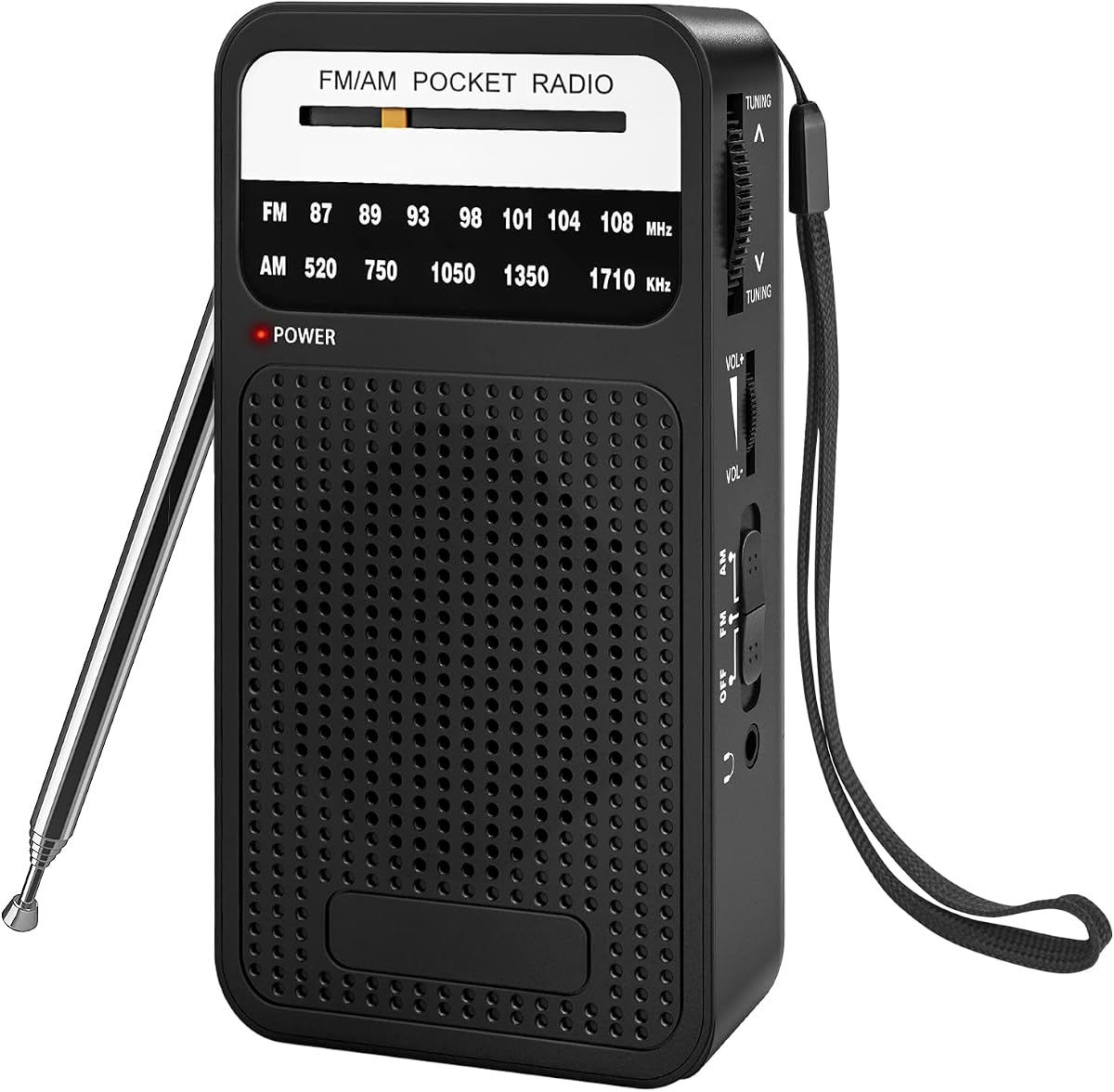 Goodes Portable Radio AM FM, Transistor Radio with Best Reception | Battery Operated Radios with Loud Speaker, Headphone Jack for Indoor, Outdoor and Emergency Use-Black
