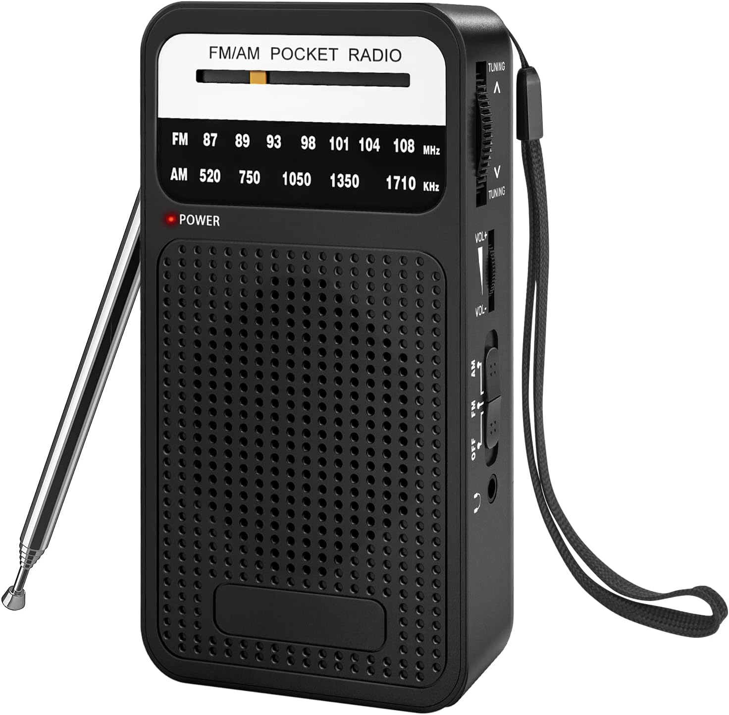 Portable Radio AM FM with Best Reception, Goodes Transistor Radio with Loud Speaker, 2AA Battery Operated, Headphone Jack for Indoor, Outdoor and Emergency Use-Black