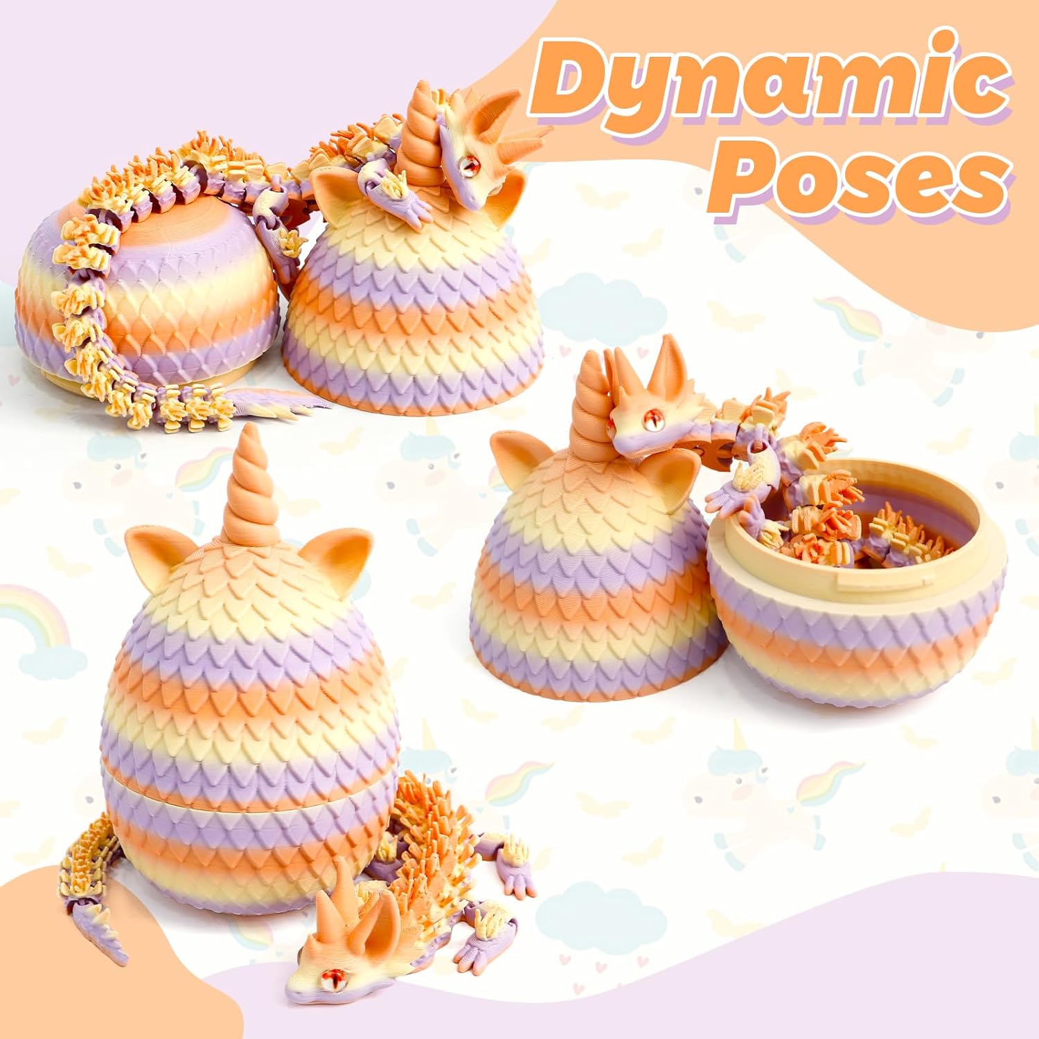 3D Printed Unicorn Dragon Egg - Unicorn Egg Toys for Boys & Girls, 3D Printing Gift Toy, Desk Executive Pet, Birthday,Christmas, Easter Basket Stuffers Gift - Matte Twilight