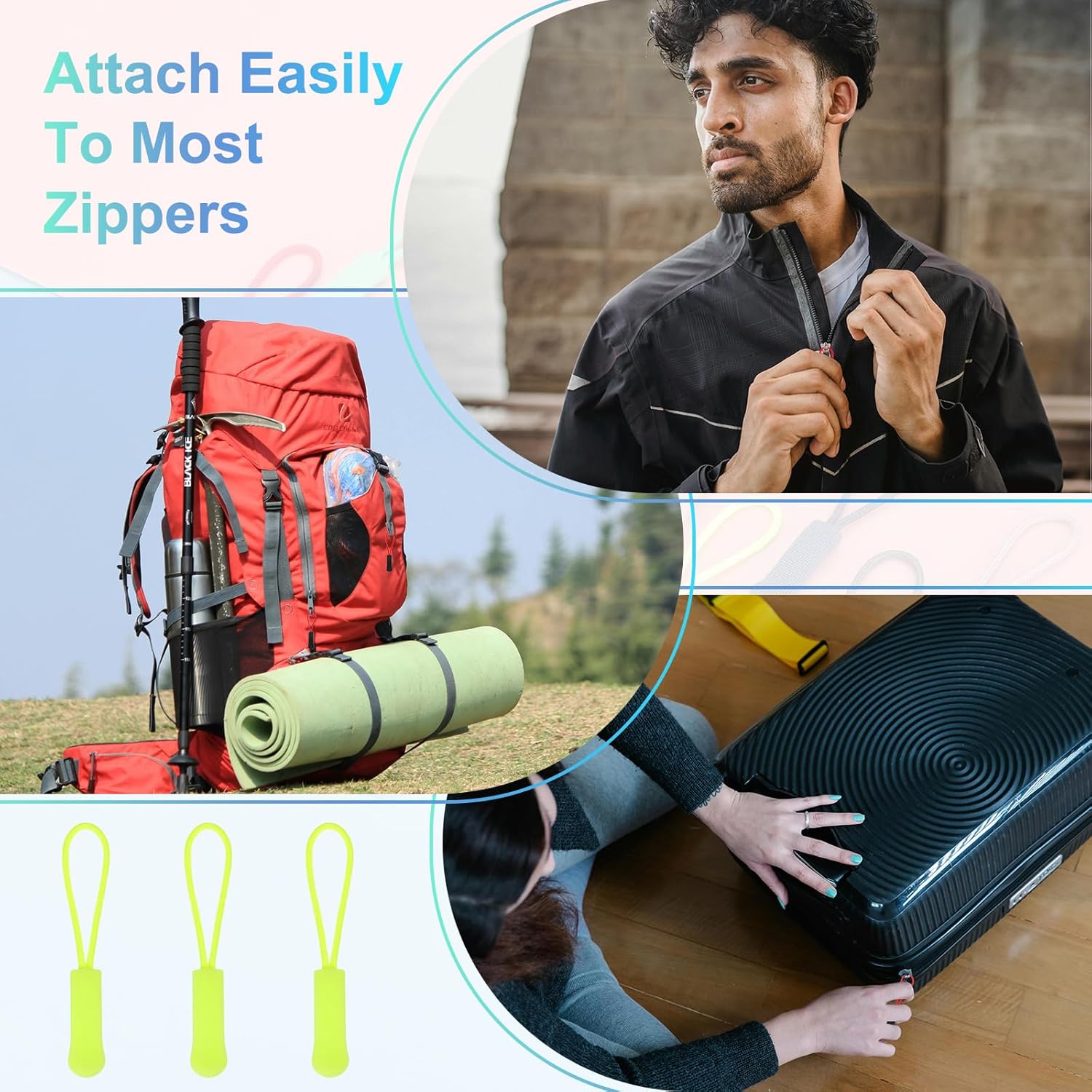 PATIKIL 2.6 Inch Zipper Pulls Replacement, 50 Pcs Nylon Cord Extension Zipper Pull Tab Tags for Handbag Backpacks Jackets Luggage Purses, Fluorescent Green - Image 7