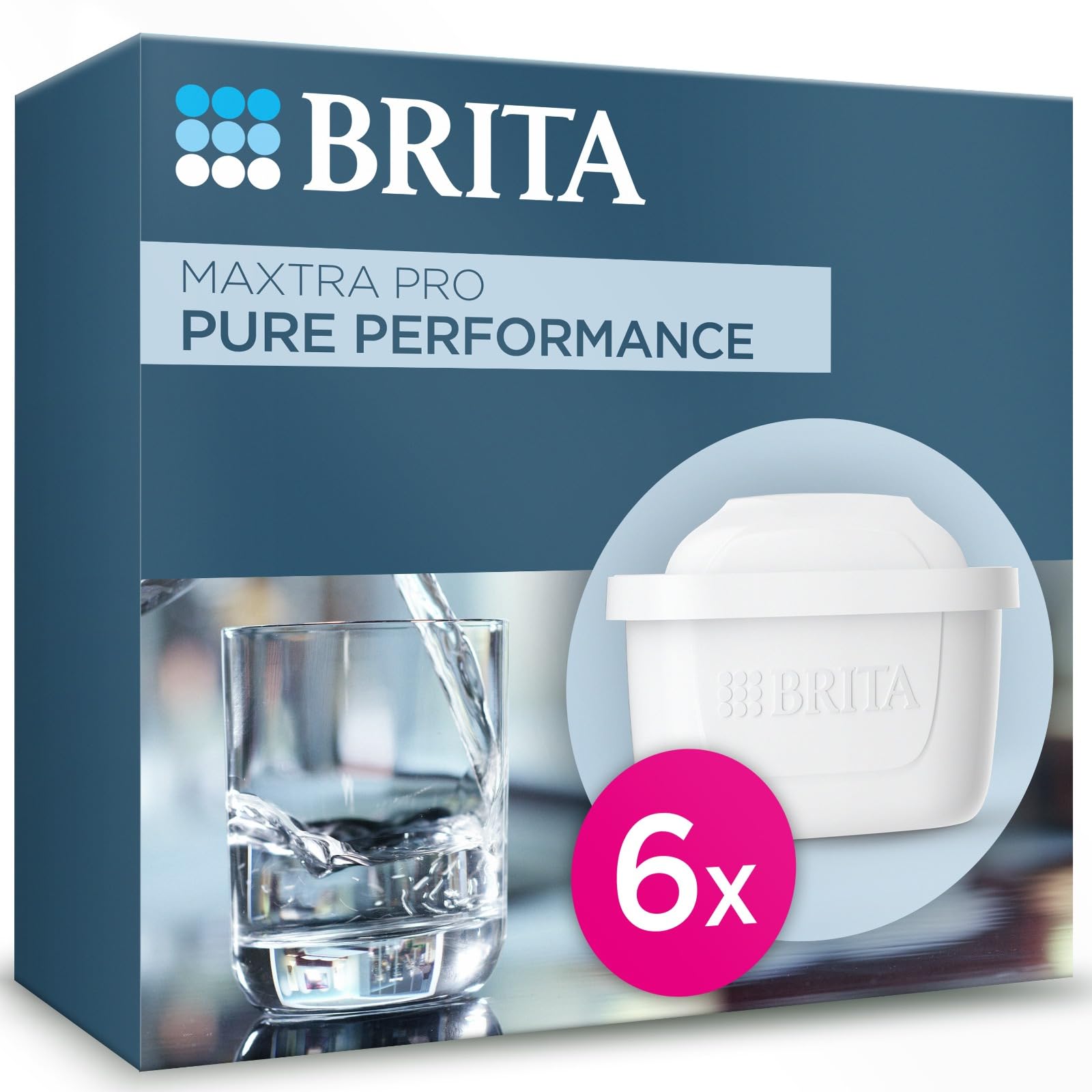 BRITA MAXTRA PRO Pure Performance Yedek Su Arıtma Filtresi, 6’lı
