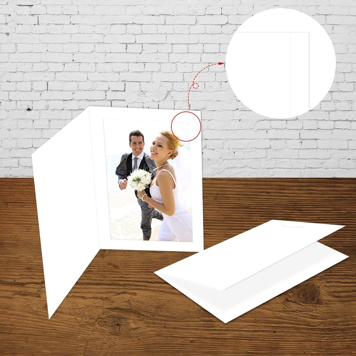 Golden State Art, Pack of 150, 4X6 Photo Folders, Cardboard Picture Frame, Paper Photo Frame Cards, Greetings/Invitation Cards, Special Events: Graduation, Christmas, Wedding(White)