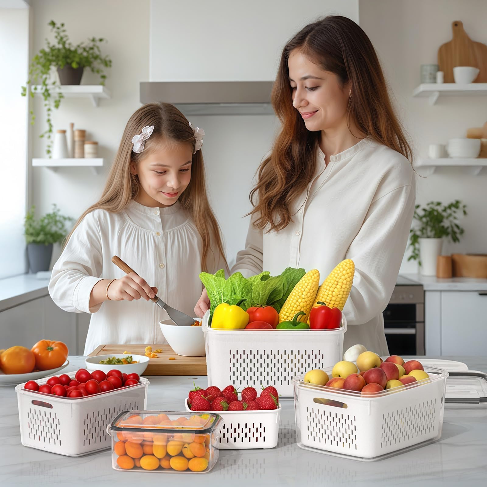 Set 4 Contenitori Frigo Con Scolapasta - Organizer Salvaspazio Per L 1025208
