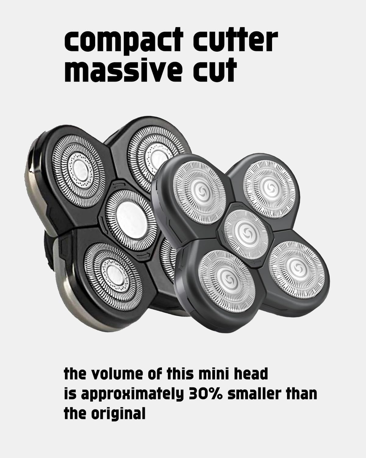 Skull Shaver Replacement Heads Mini for Pitbull Gold PRO, Head Shavers for Bald Men, Efficient & Comfortable, A Must-Have for Travel, 3 Pack Long-Lasting Sharpness Blades, 2 Cleaning Brush