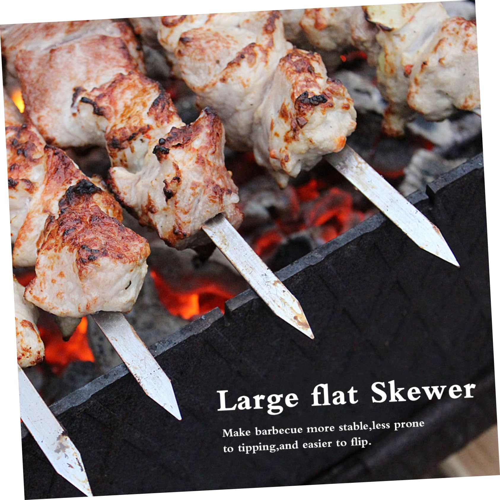 TOYANDONA 8pezzi Spiedini Barbecue in Acciaio Inox con Manico in Legno Spiedini per Barbecue con Testa Doppia o Singola Utensile per Grigliate all Aperto Colore Casuale