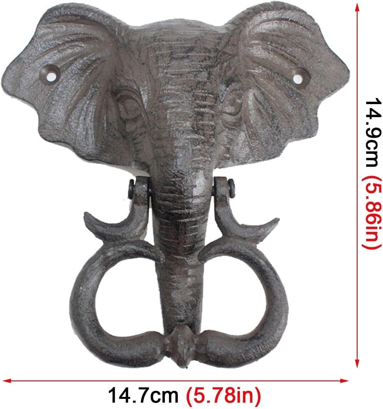 Door Knocker, Door Knocker Heavy Duty Elephant Knockers, Vintage Pull Ring Outdoor Garden Fence Handle Decor with Teeth, Kind Elephant Shaped Knocking Ring