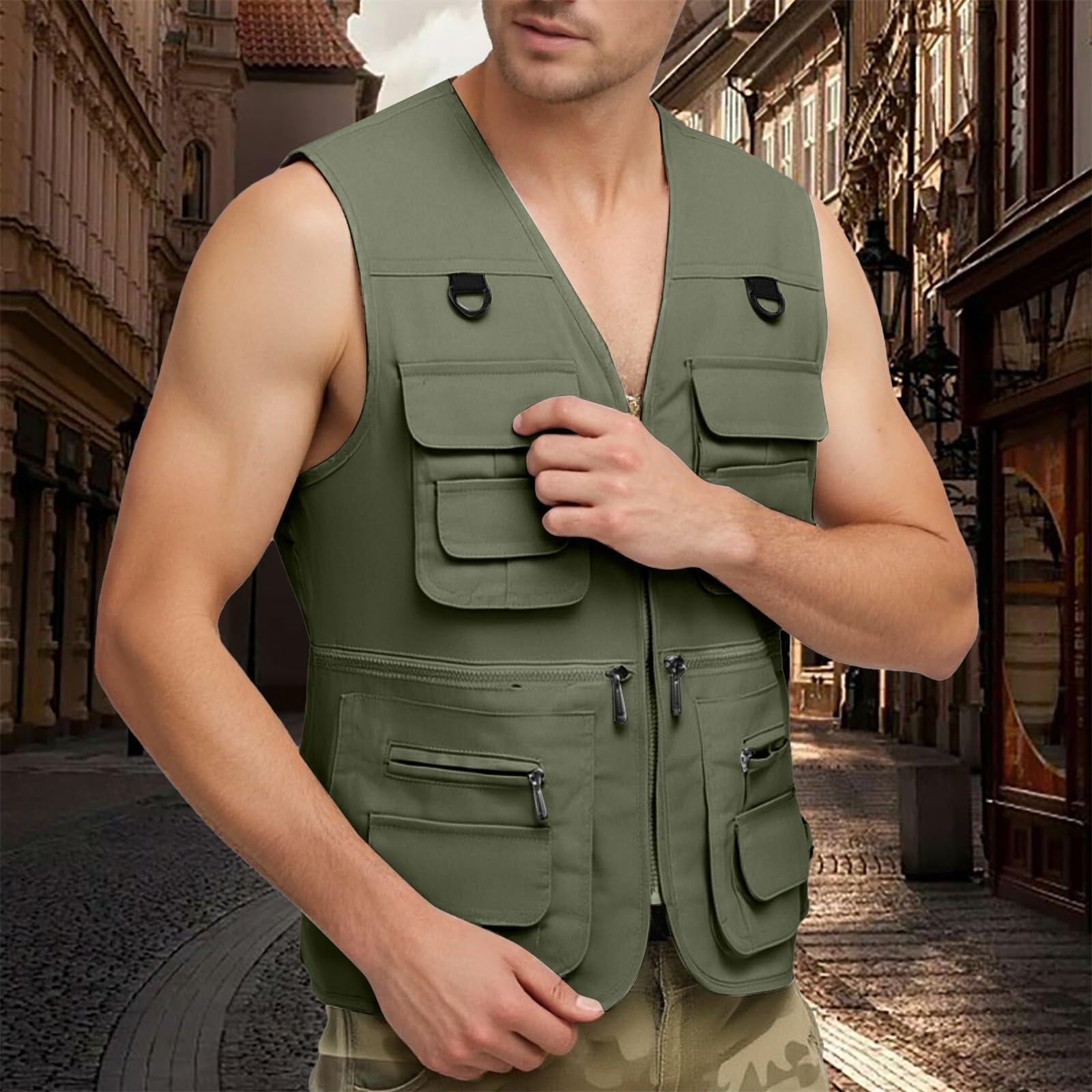 Generisch Gilet estivo da uomo, in pelle, da motociclista, 6XL, gilet da | Gilet traspirante per il tempo libero, da motociclista, in pelle scamosciata, senza cappuccio, gilet trapuntato