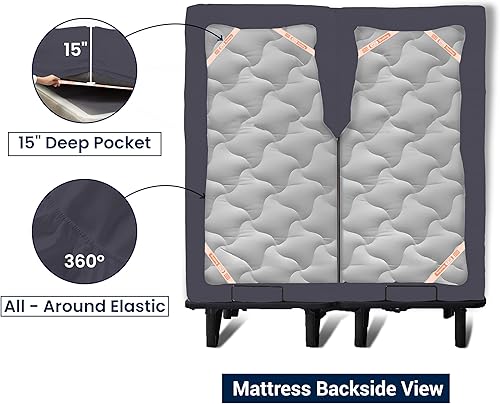 Miniatura 4 de SGI bedding Juego de sábanas de algodón egipcio de 1000 hilos, tamaño King, con división superior, para cama ajustable, tamaño King, 36 pulgadas,