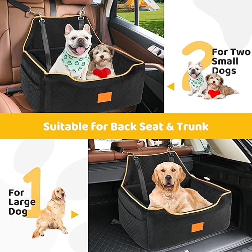 Miniatura 5 de Asiento de automóvil para perros grandesmedianos, asiento elevador para perros de menos de 55 libras o 2 asientos pequeños, desmontables y lavables