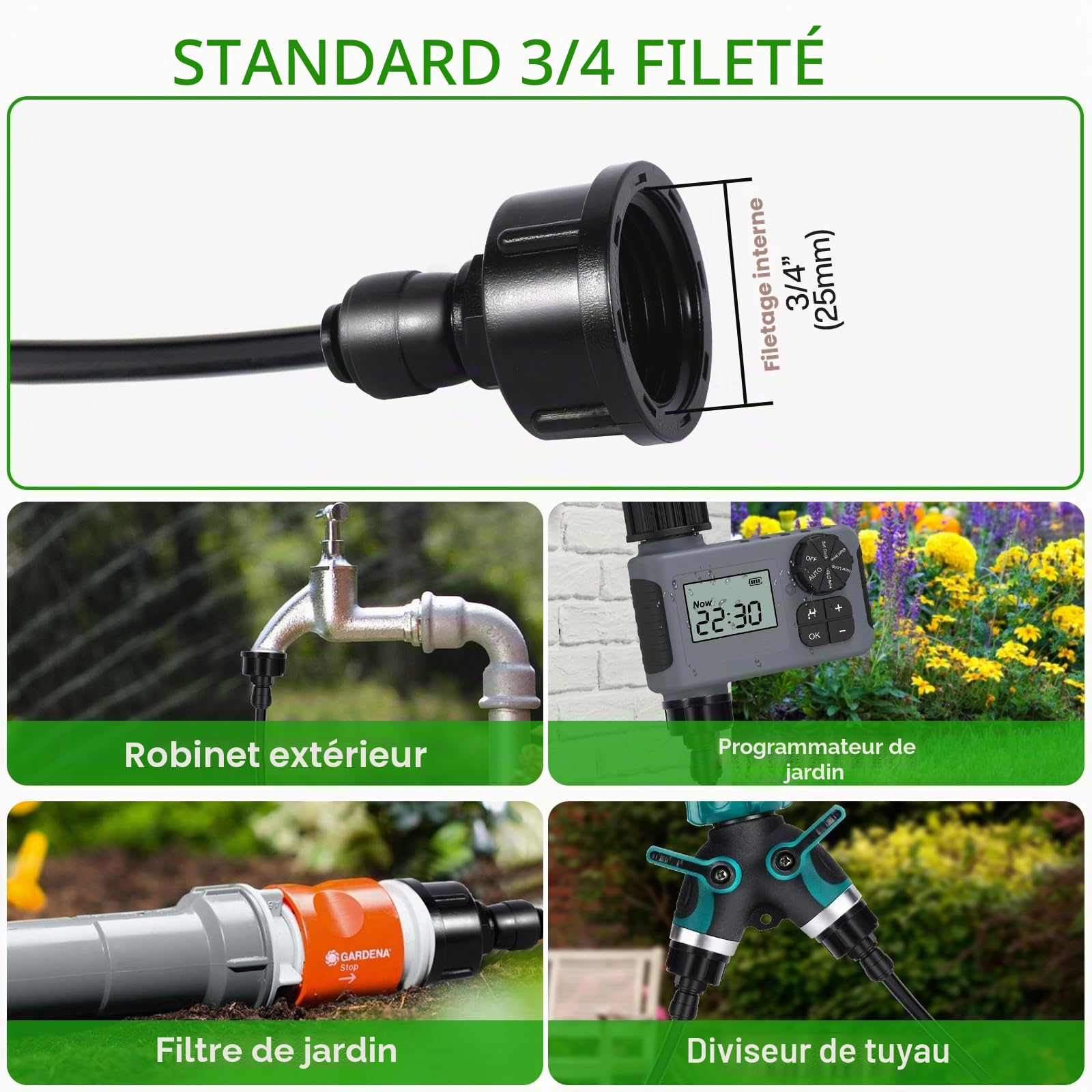 Purpledi 15M Système de Brumisation，75 Pcs Kits d'irrigation Système de Brumisation, Brumisateur Exterieur, Système de Brouillard Froid Extérieur, pour Les Jardins，Les Patios，Les Parasols，Les Toits