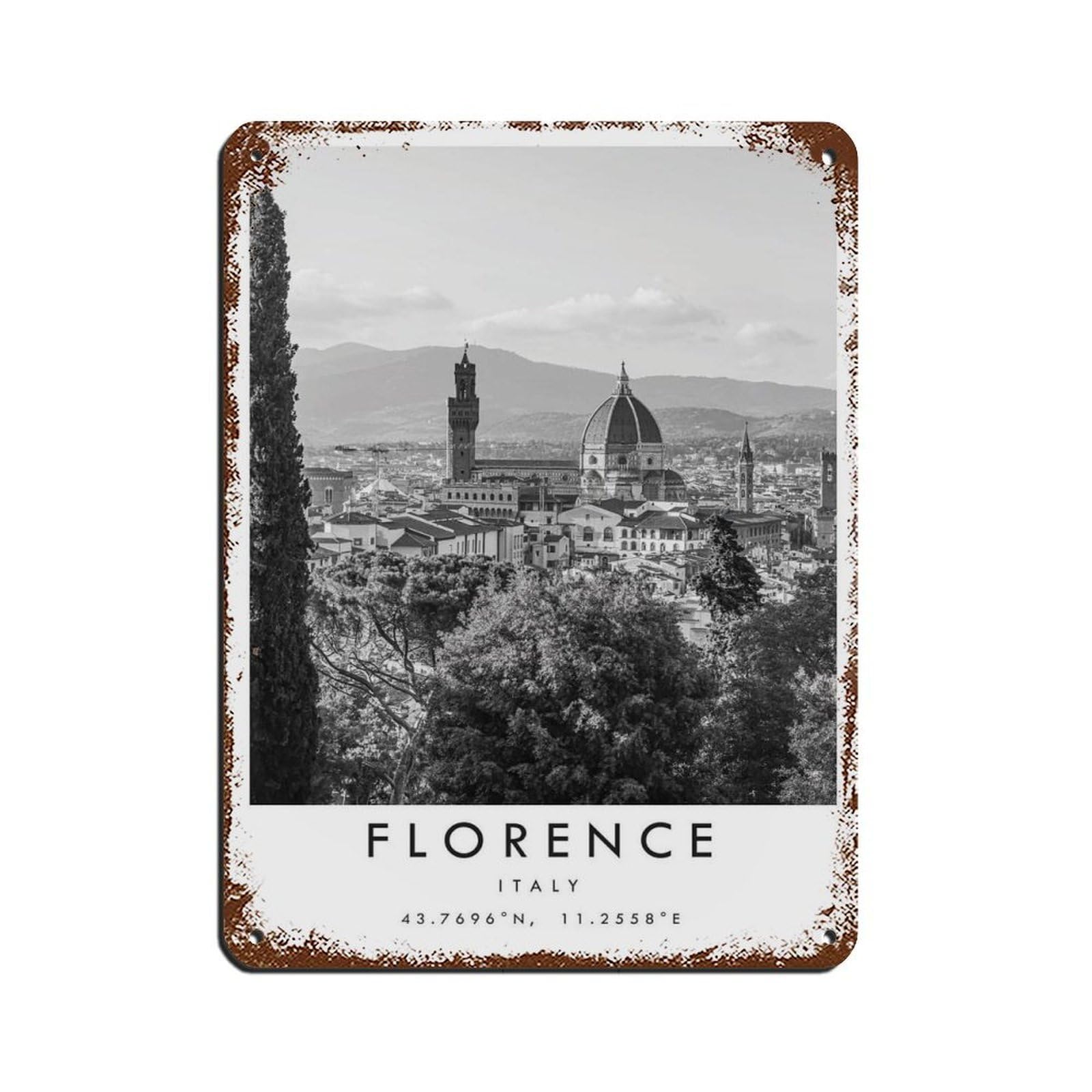 Florence Travel, Italy Poster Poster (2) Tin Sign Vintage Metal Pub Club Cafe Bar Home Wall Art Decoration Poster Retro 12x16inch(30x40cm)