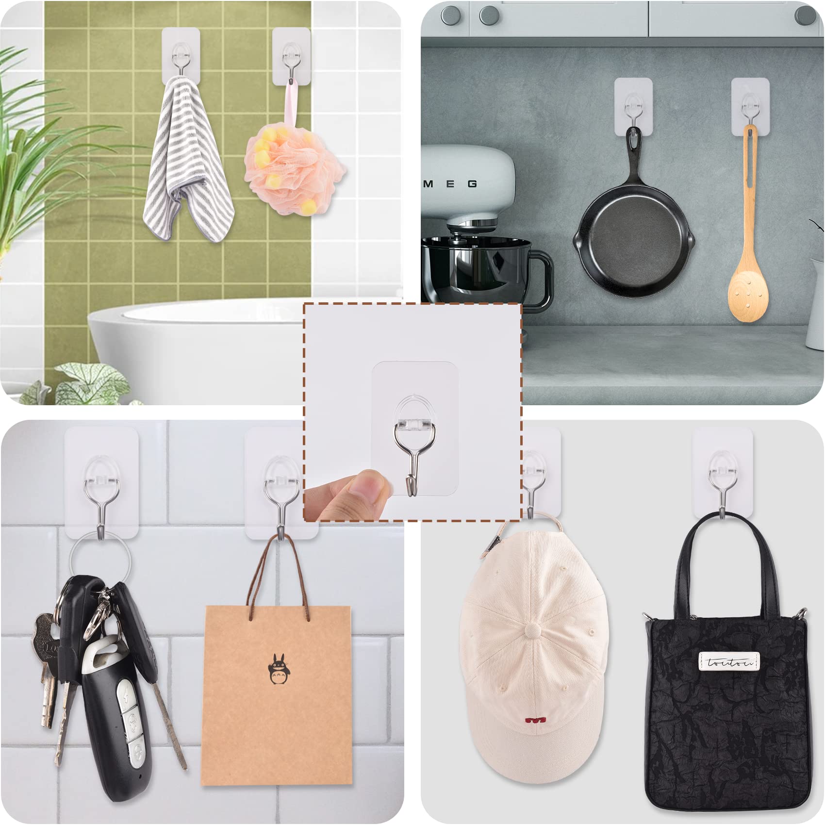 20 X Crochets Transparents Imperméables Crochets Adhésifs Crochets De