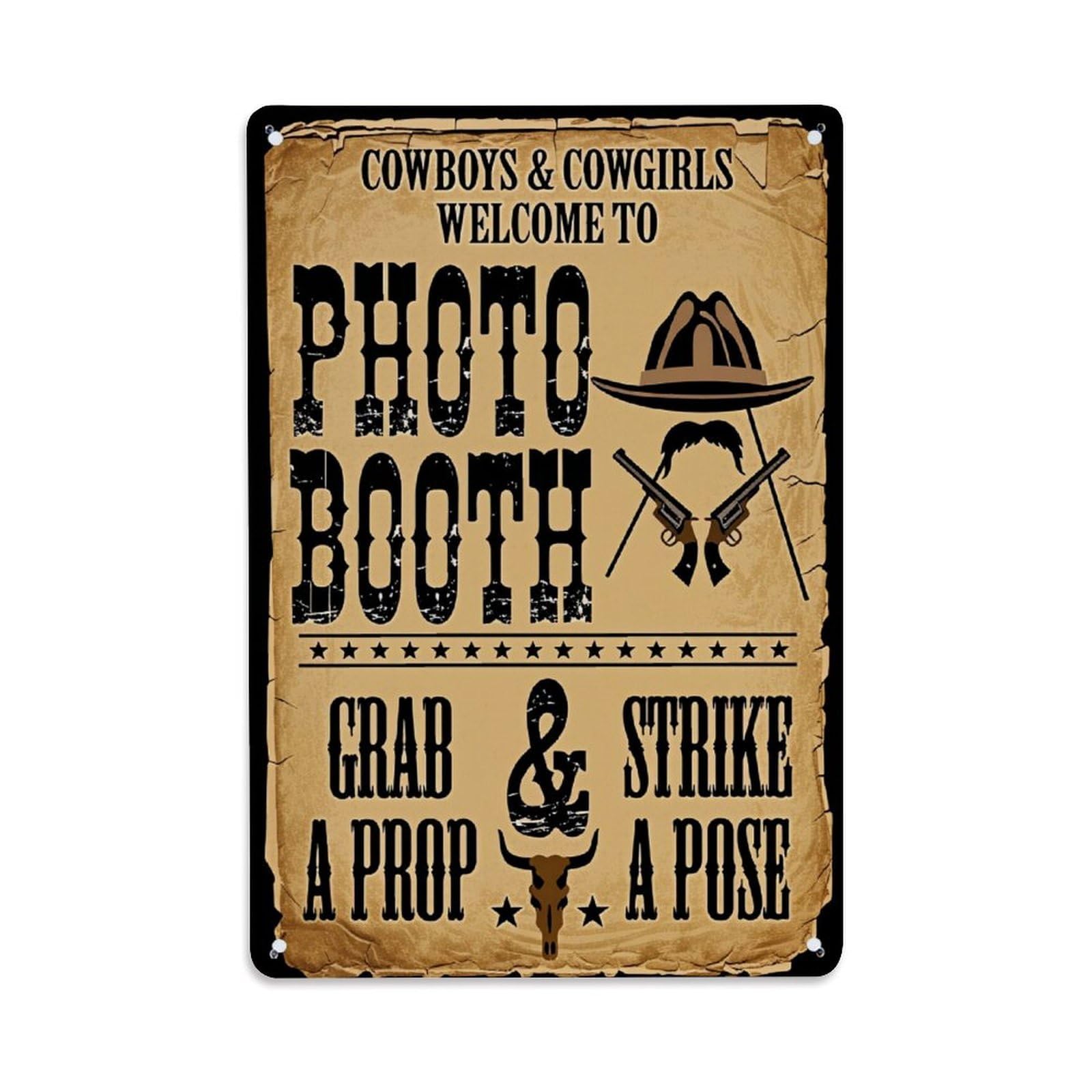 Jdfenggu Vintage Cowboys And Cowgirls Photo Booth Retro Metal Tin Sign, Decor Art Poster For Bar, Home, Man Cave, Kitchen, Laundry Room Gift 8X12inch