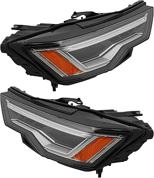 LED Headlight Assembly Left+Right Side for 2019-2021 Audi A6 6-Pin Connector w/DRL, Driver/Passenger Side Direct Replacement Headlamps Assy, Includes All LED Lights A Pair