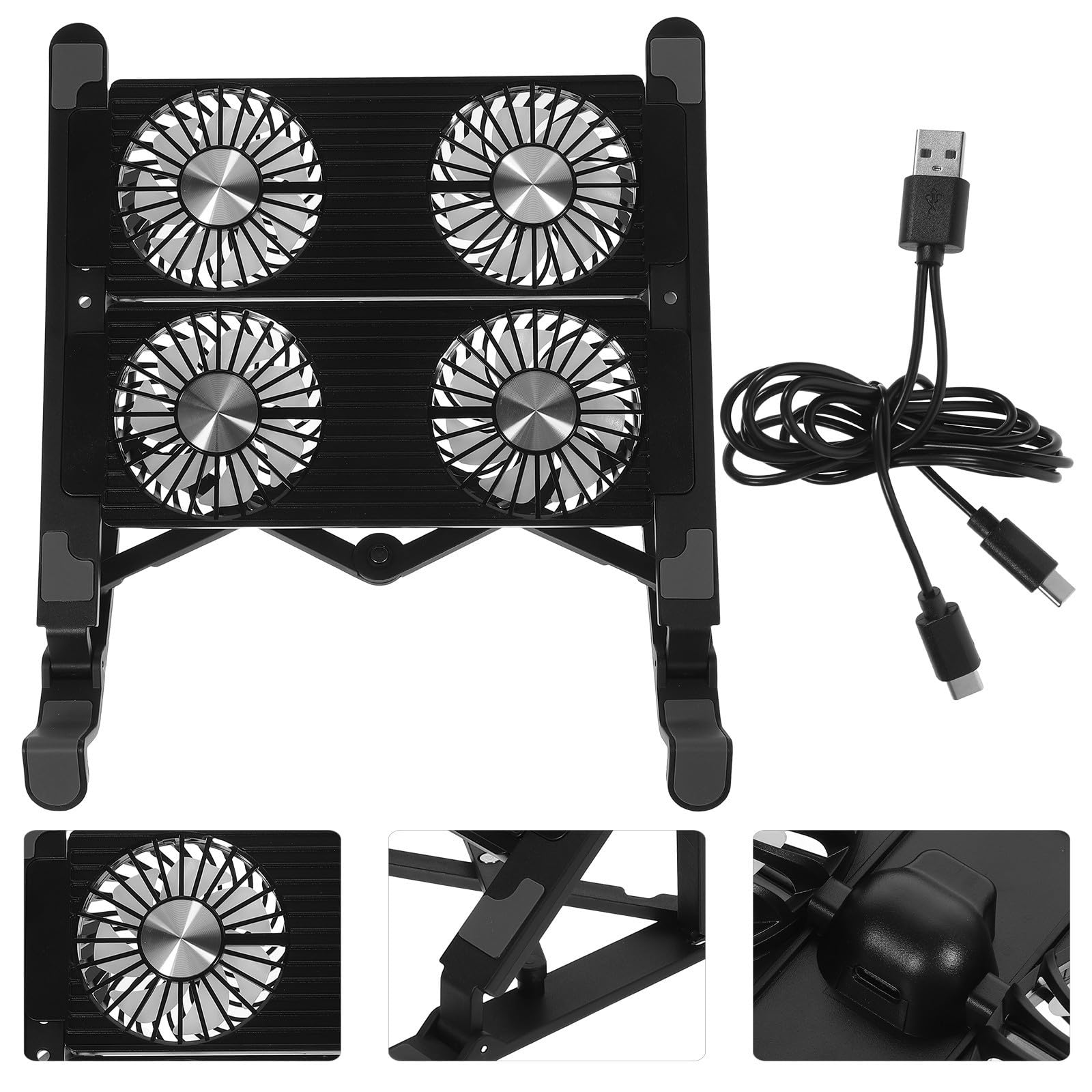Supporto per Laptop Ventola, Angolo Regolabile, Usb, Nero