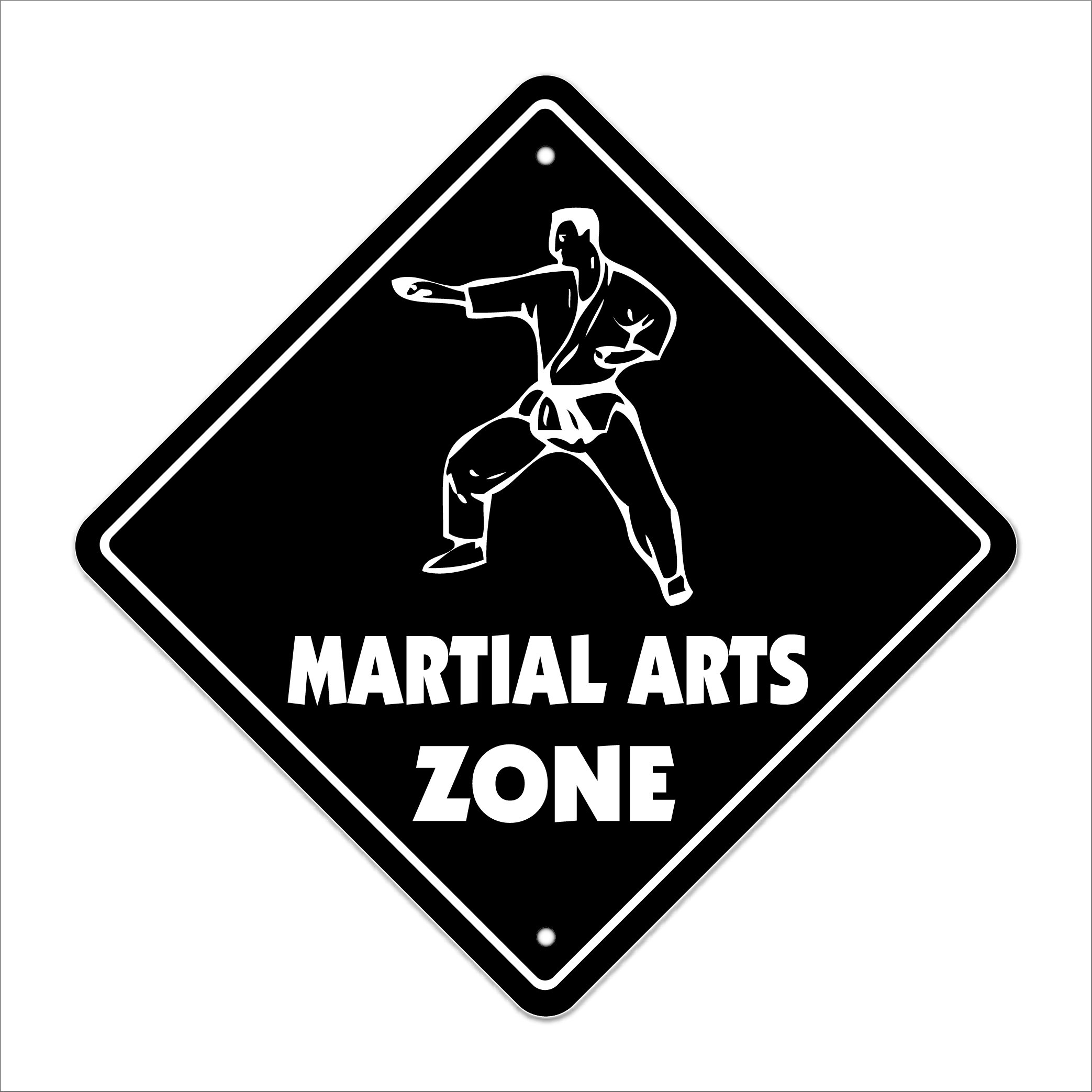 Martial Arts Crossing Sign Zone Xing | Indoor/Outdoor | 12" Tall Plastic Sign karate mma kick mat lessons