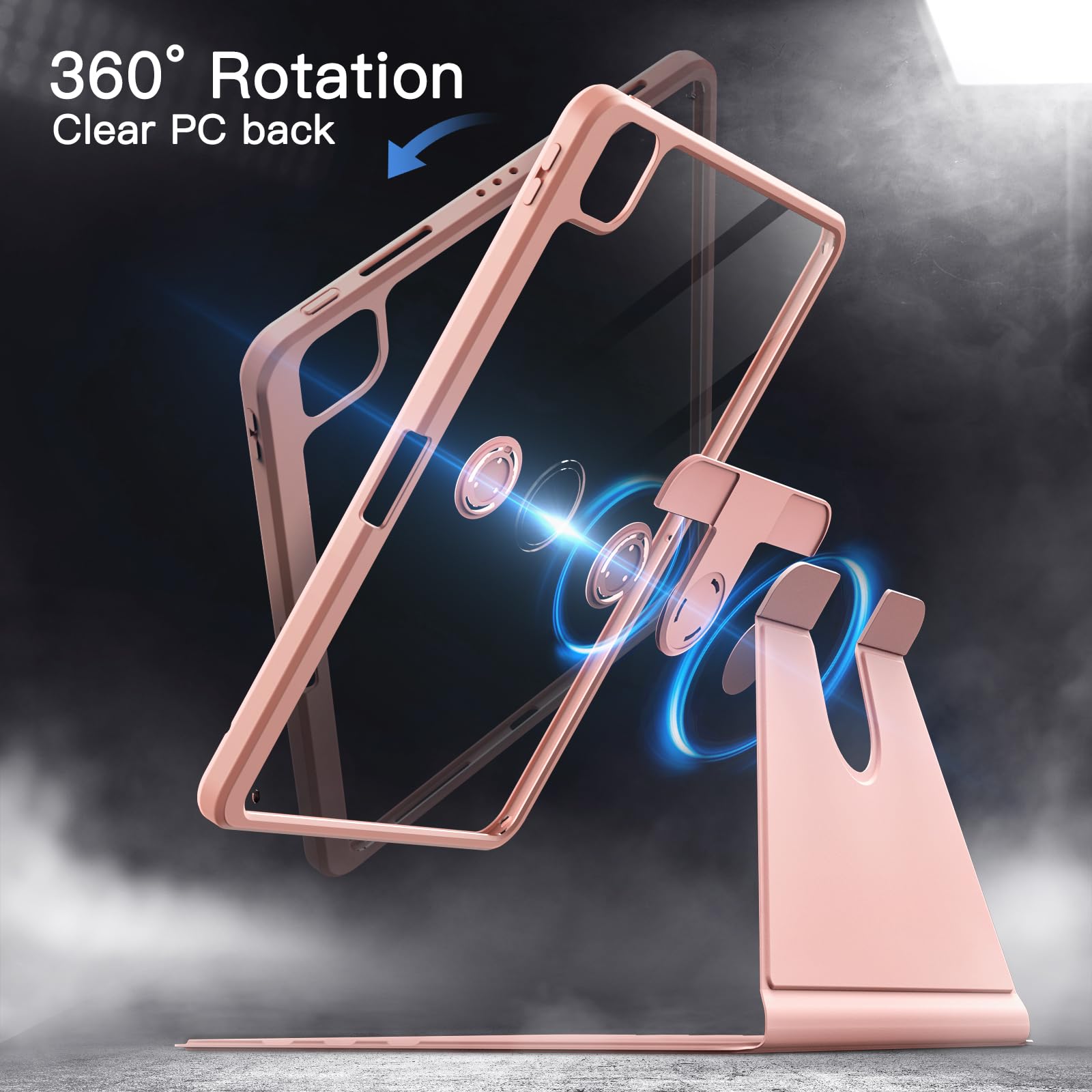 JETech 360° Rotating Case for iPad Pro 11" 4/3, Rose Gold — Amazon image 3