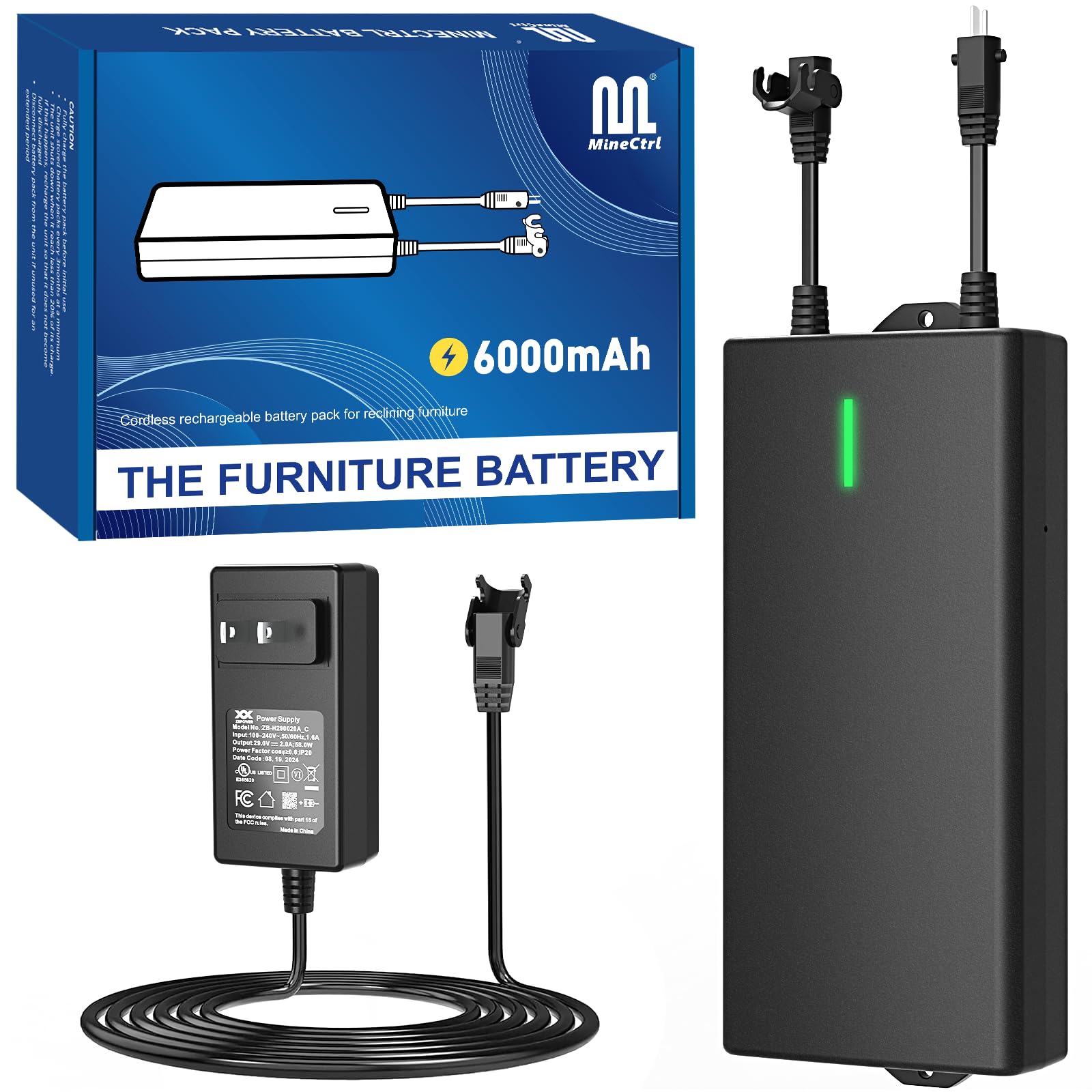 Photo 1 of MineCtrl Universal Battery Pack for Reclining Furniture, ZBPOWER 6000mAh Wireless Couch Battery Pack Rechargeable for Power Recliner, Power Sofa, Sectional