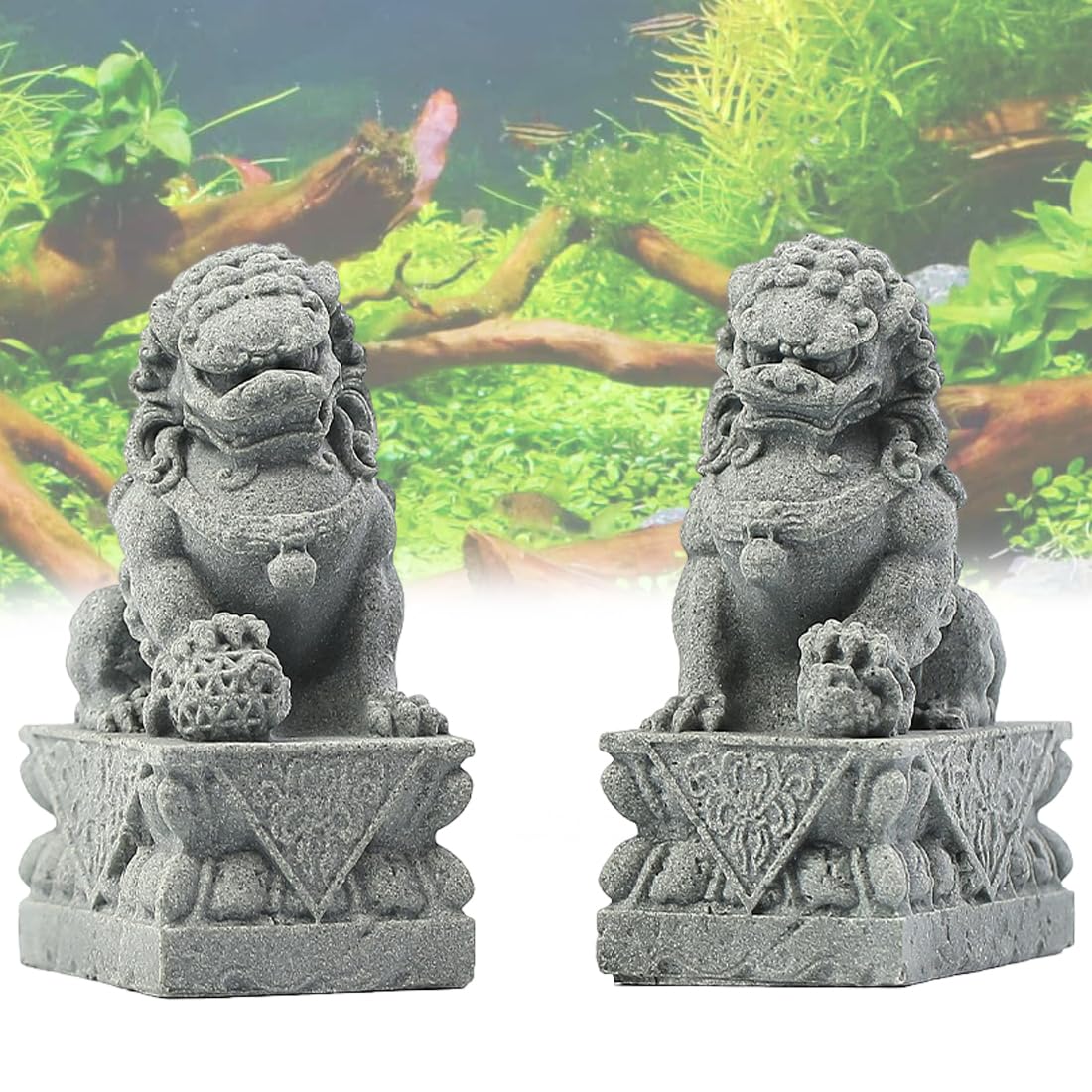 Asian Fu Foo Dogs Statues Mini Pair of Guardian Lion Figurine, M2