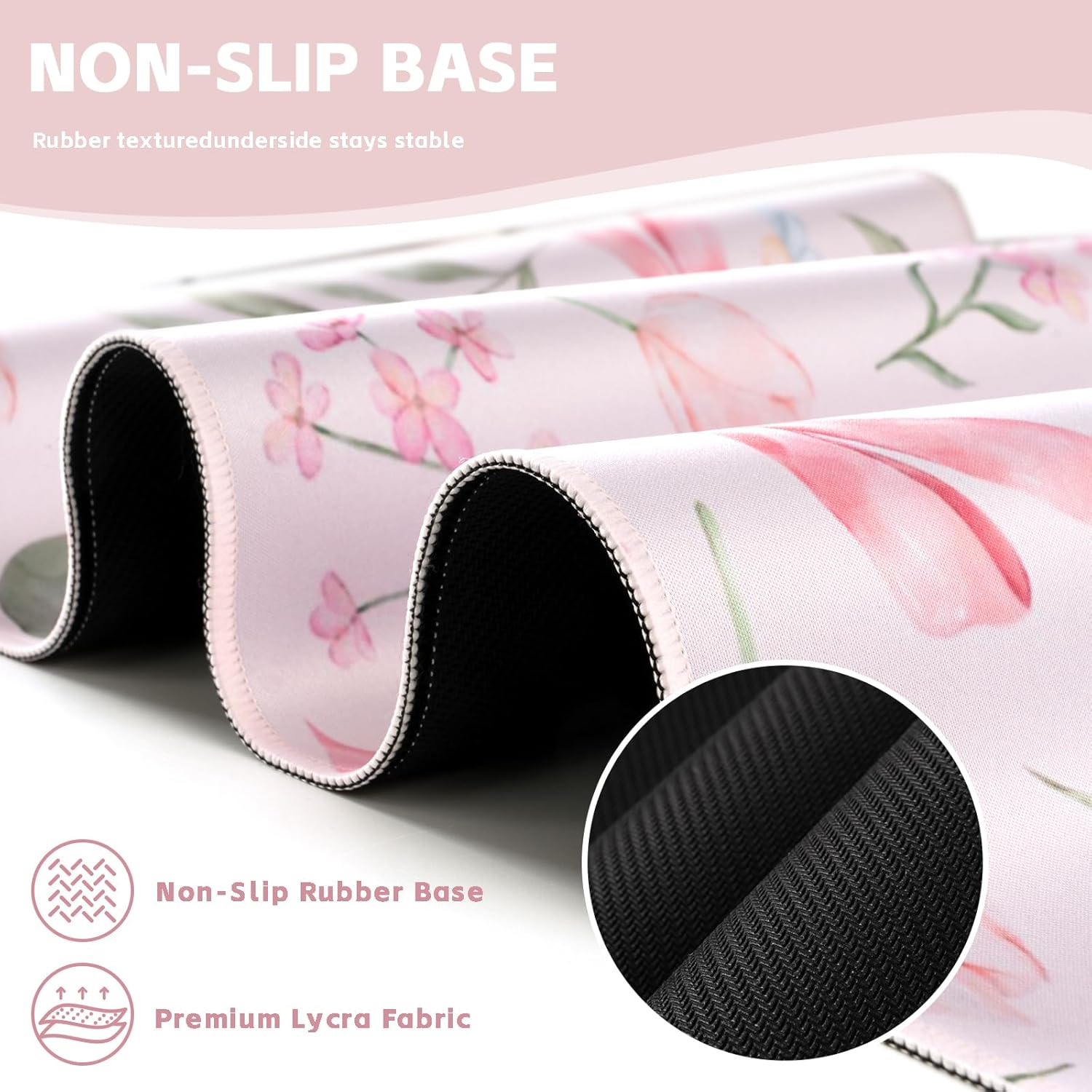 Baziabbo Pink Desk Mat,XXL Extended Big Mouse Pad,Gaming Mousepad with Stitched Edge,Non-Slip Rubber Base Keyboard Desk Pad for Home Office Study Game - Image 5