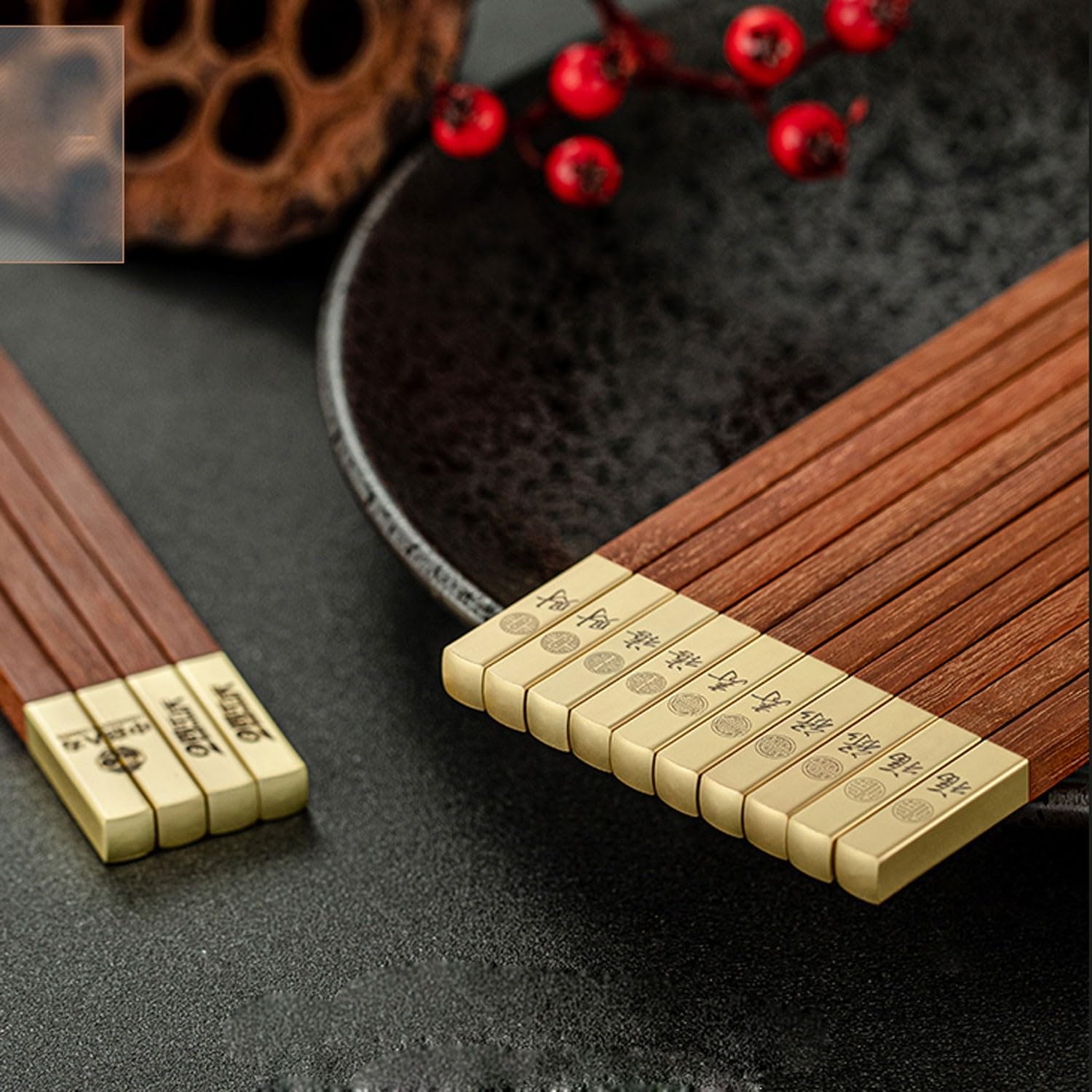 Bacchette Bacchette Bacchette di Legno 10 Doppie Bacchette in scatole Regalo riutilizzabili per Utilizzare Le Bacchette Come Regalo Aziendale(N 25cm)