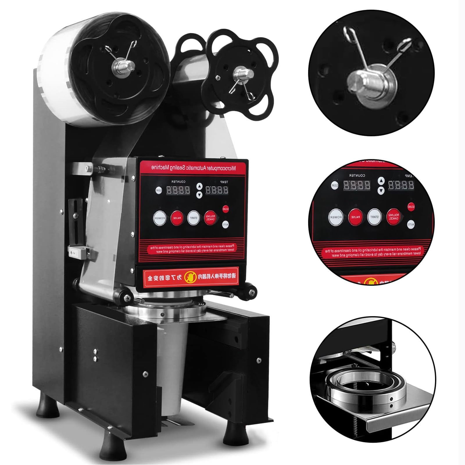 Máquina Selladora De Vasos Totalmente Automática, Máquina Selladora De Vasos Eléctrica Comercial, 400-500 Vasos/Hora, Adecuada para Tiendas De Bebidas-White-110