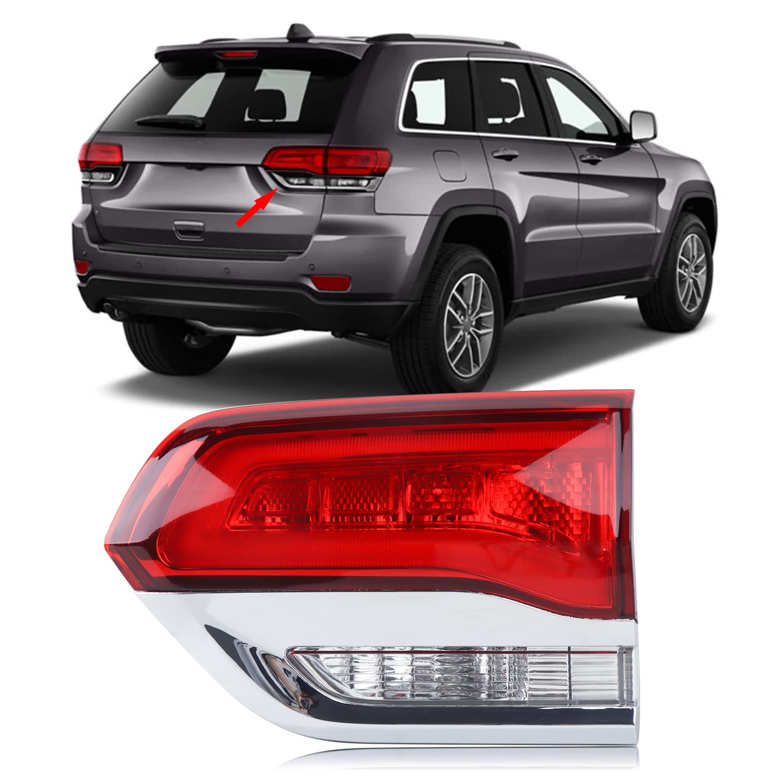 Duolctrams Innter Brake Tail Light Rear Lamp Assembly Right Passenger Side Compatible with 2014-2021 Jeep Grand Cherokee Laredo/Limited/Overland/Summit 68110046AB CH2803105