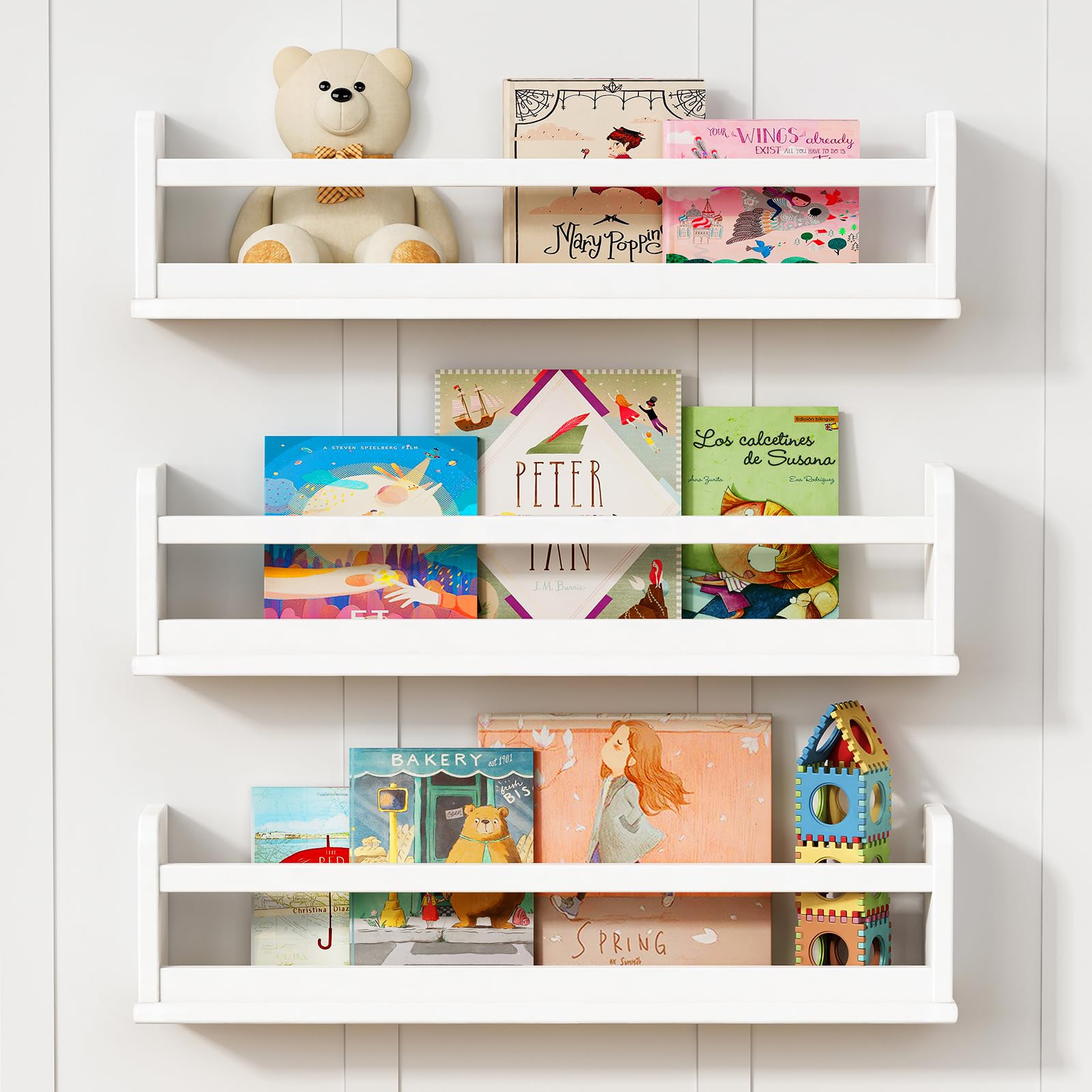 Amazon.com: Harwaya Upgraded White Floating Wall Bookshelf for Kids ...