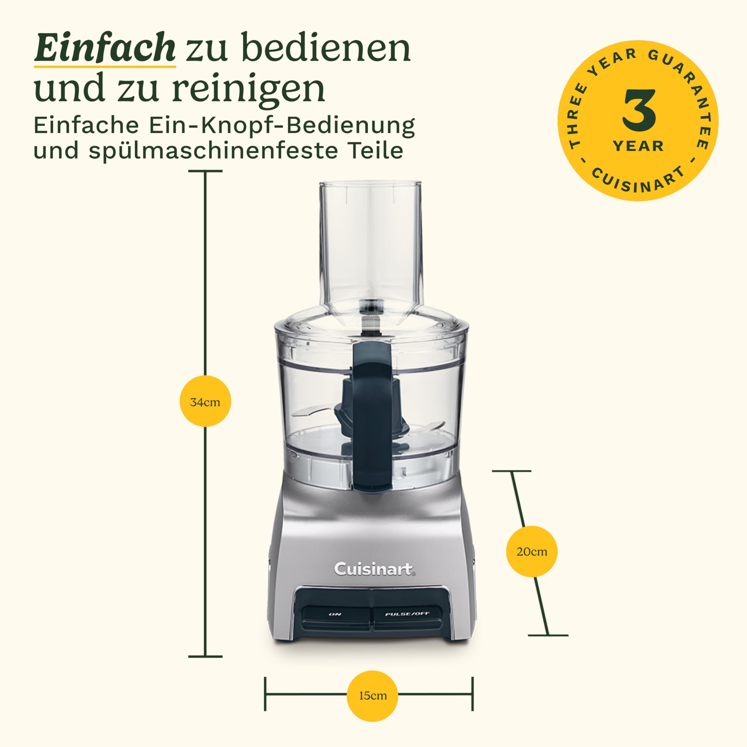 Cuisinart FlexPrep® 1,1L Küchenmaschine | All-in-One: Hacken, Raspeln, Pürieren, Schlagen | Edelstahlklinge, Wendescheibe & Schneebesenaufsatz | BladeLock™-System | Ein-Knopf-Bedienung & Pulsfunktion