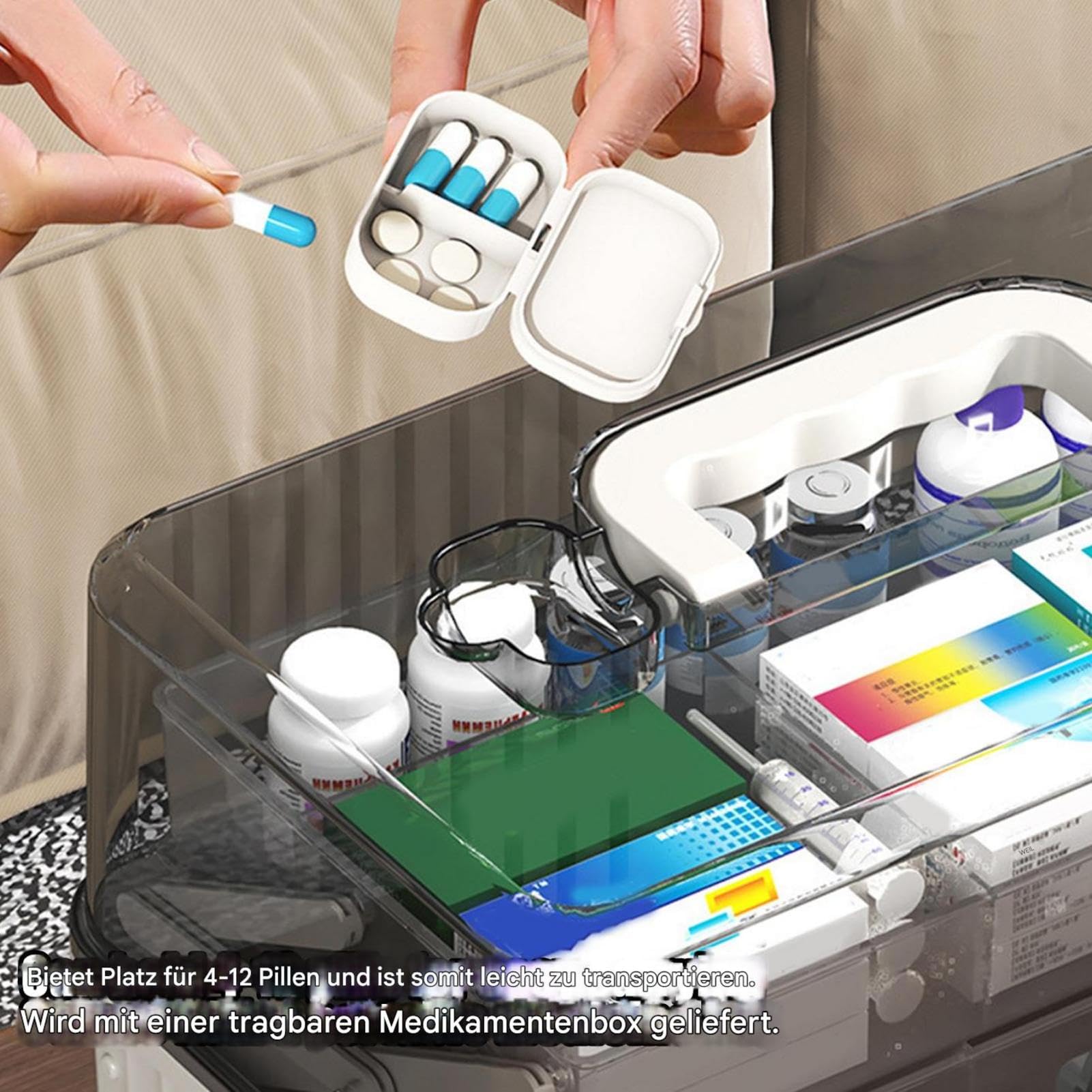 Medication Box – Pill Box Perfect, resistente all'umidità, portapillole, settimanale, portapillole, portapillole, 7 giorni, organizer per tablet per la conservazione di medicinali, scatola