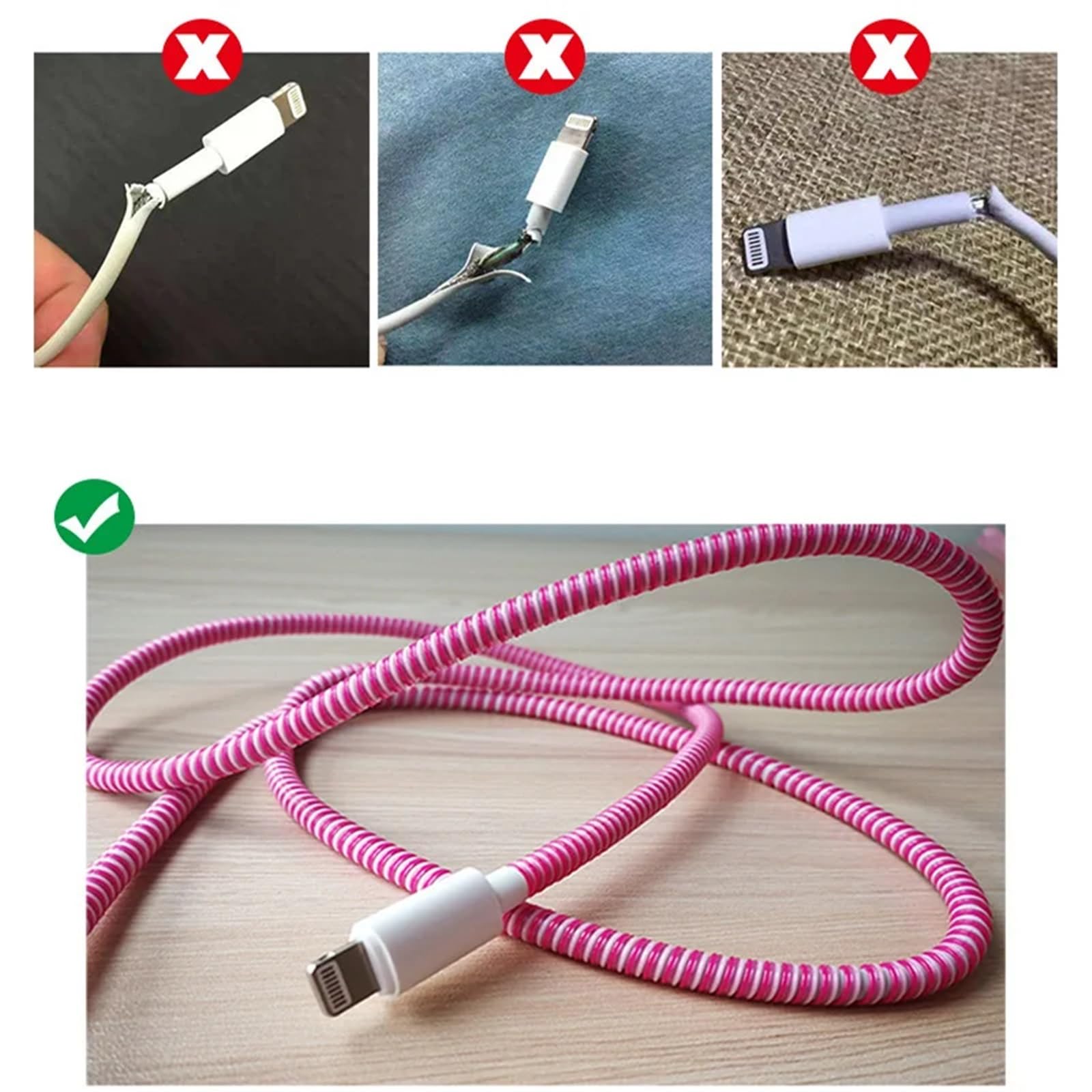 WJUAN Kabelbesparingsbeschermer, 8 stuks ABS PP Cord Management Cover voor Type-C, USB, hoofdtelefoon, muis, toetsenbordkabels, voorkomt breuk, 2 kleuren