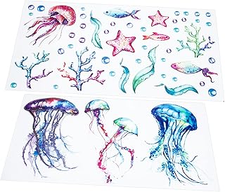 Abaodam 2 Folhas De Adesivos De Parede Para Crianças Decalques De Parede Adesivos De Parede Para Crianças Decoração Do Oceano Decalque Decalques De Parede Para Banheiro Decalques De
