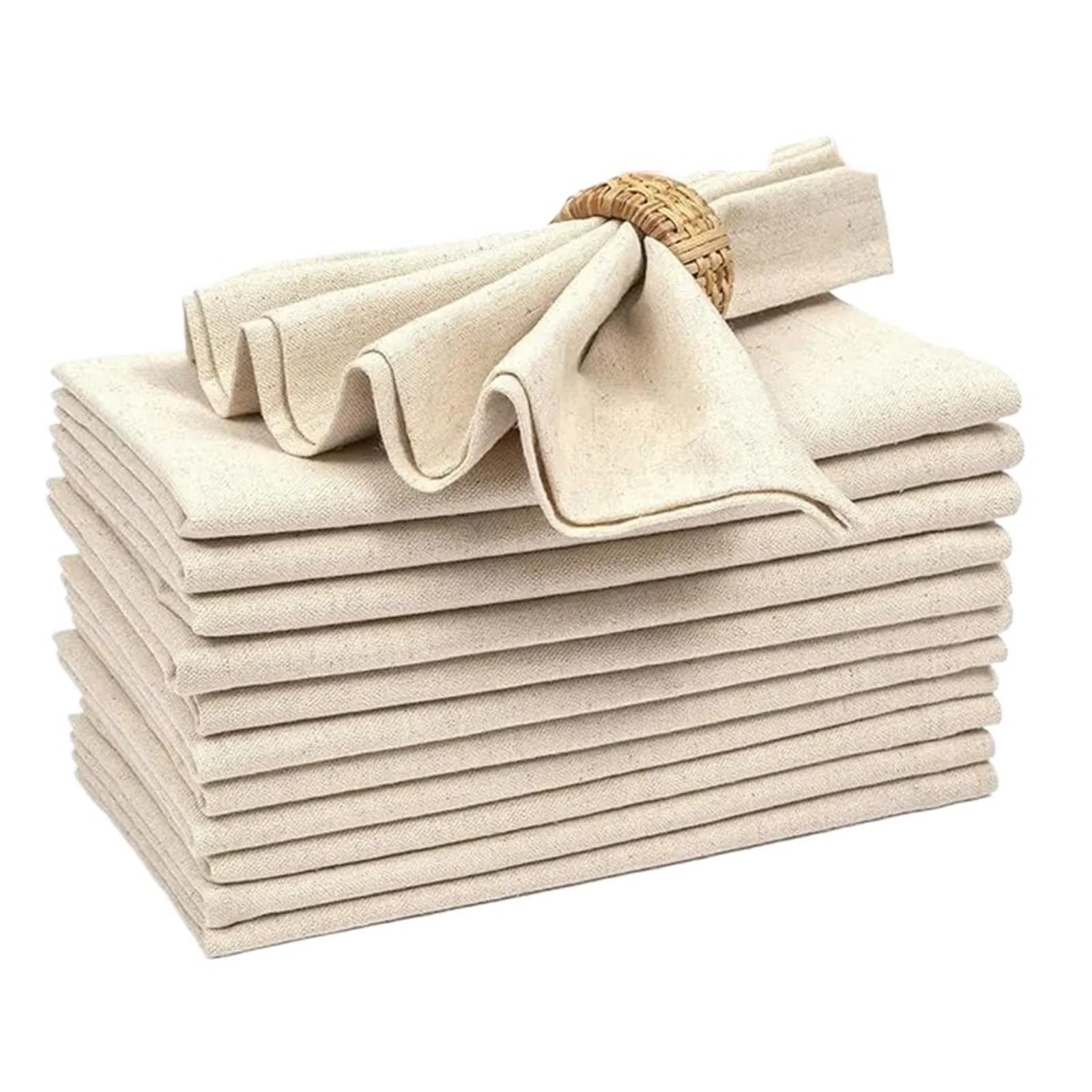 Juego de 6/12/24 servilletas de Mantel de 40 x 40 cm, Reutilizables, for Cocina, Comedor y decoración navideña.(Beige 24PCS)