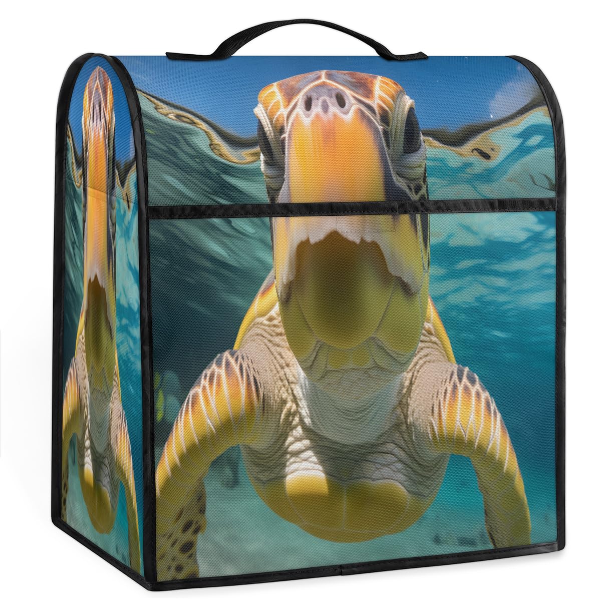 Coffee Maker Cover Ocean Turtle Cute Kitchen Appliance Covers Small Appliance Covers Blender Cover Juicer Cover Dust Covers for Kitchen Appliances with Top Handle and Pockets,Washable,B531